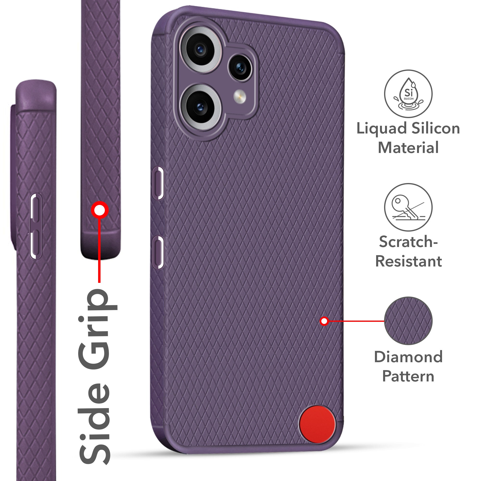 For Nothing CMF Phone 2 Pro Back Cover Case (Liquid Silicone | Side Grip | Camera Protection)