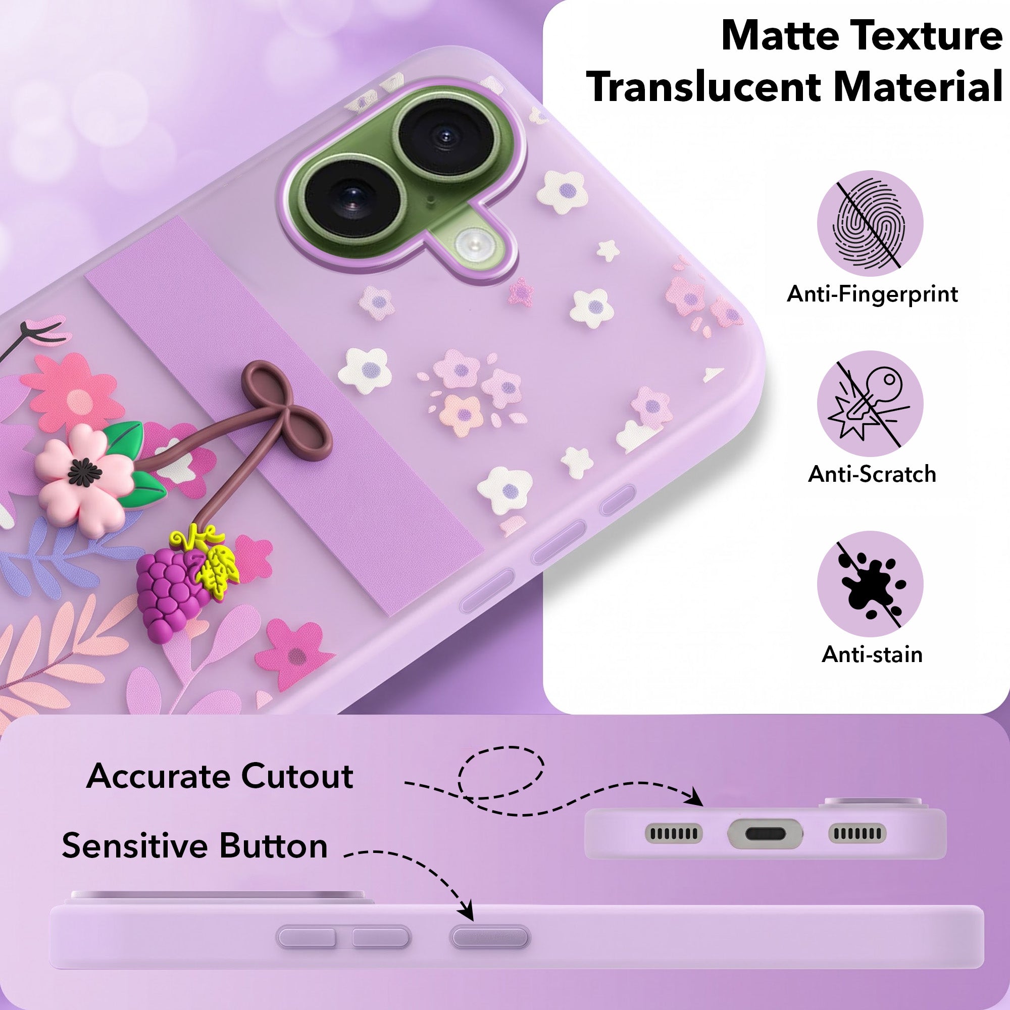 For Apple iPhone 17 Back Cover Case (3D Cute Cartoons | Hard Back Side Soft | Matte Premium Finish | HD Printing)