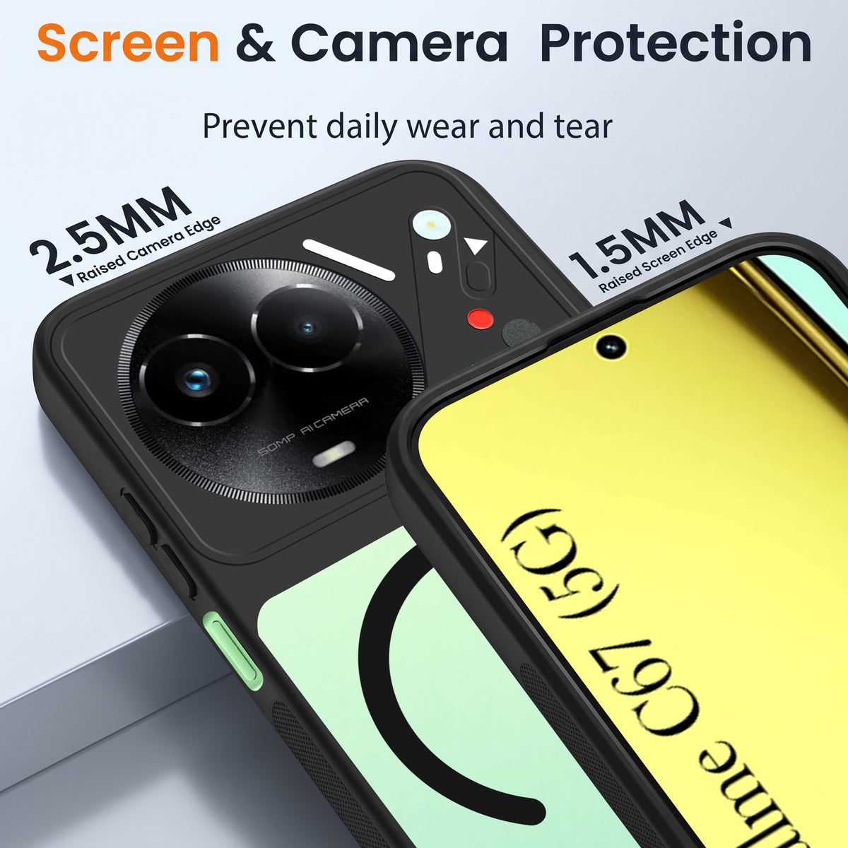 For Realme C67 Back Cover Case Lifetime Anti-Yellow Clear (Camera Protection | Side Grip | Wireless MagSafe Compatible)