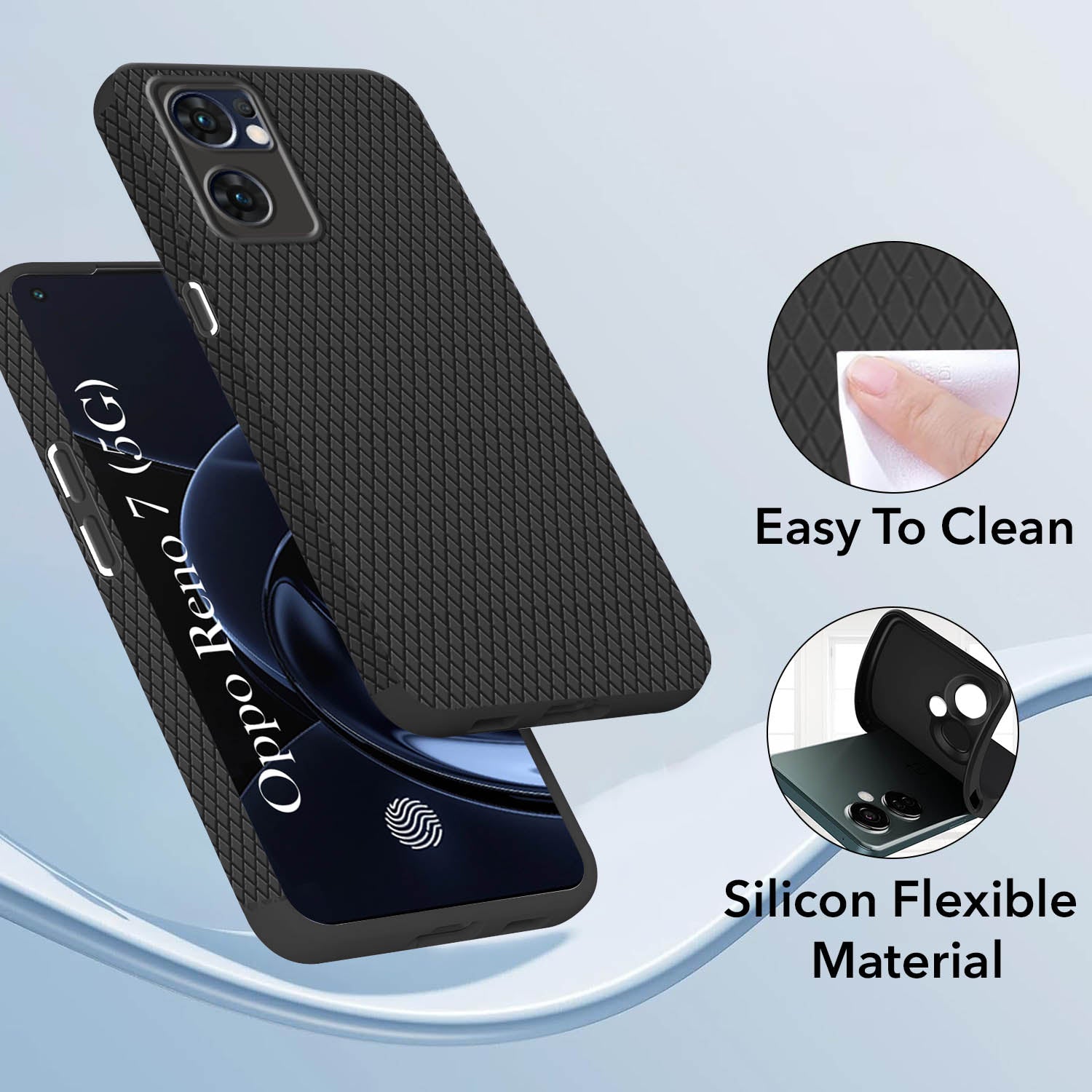 For Oppo Reno7 5G | Reno 7 5G Back Cover Case (Camera Protection | Side Grip Texture | Soft and Flexible)