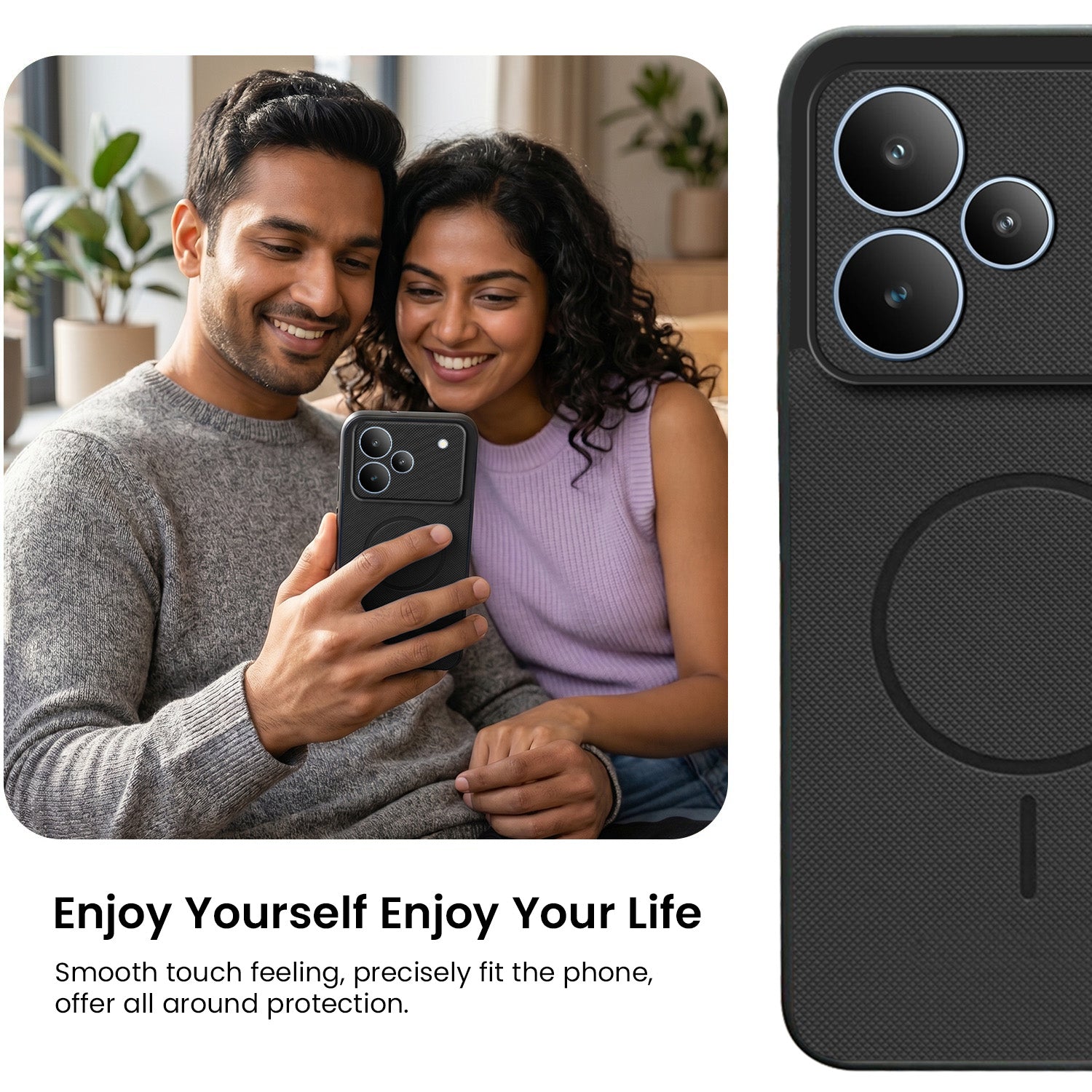 For Realme P4 Back Cover Case PU Leather (Texture Grip Design | Professional Minimalist | Camera Protection | Soft and Flexible)