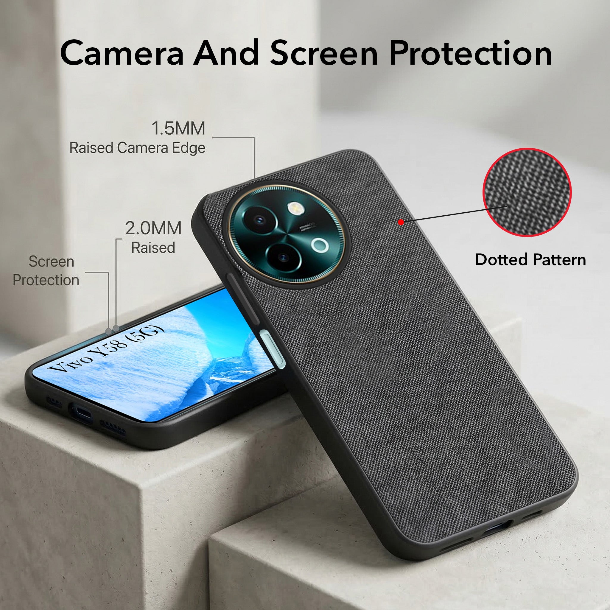 For Vivo Y58 5G Combo with Back Cover and 9H Tempered Glass (Liquid Silicone | Camera Protection | Oleophobic Coating Screen Glass)