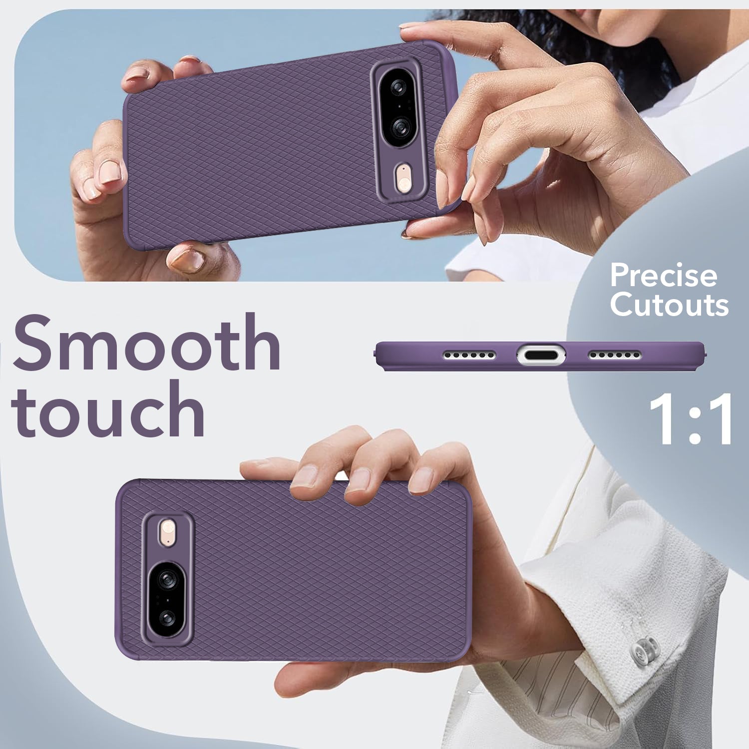 For Google Pixel 8 Back Cover Case (Liquid Silicone | Side Grip | Camera Protection)