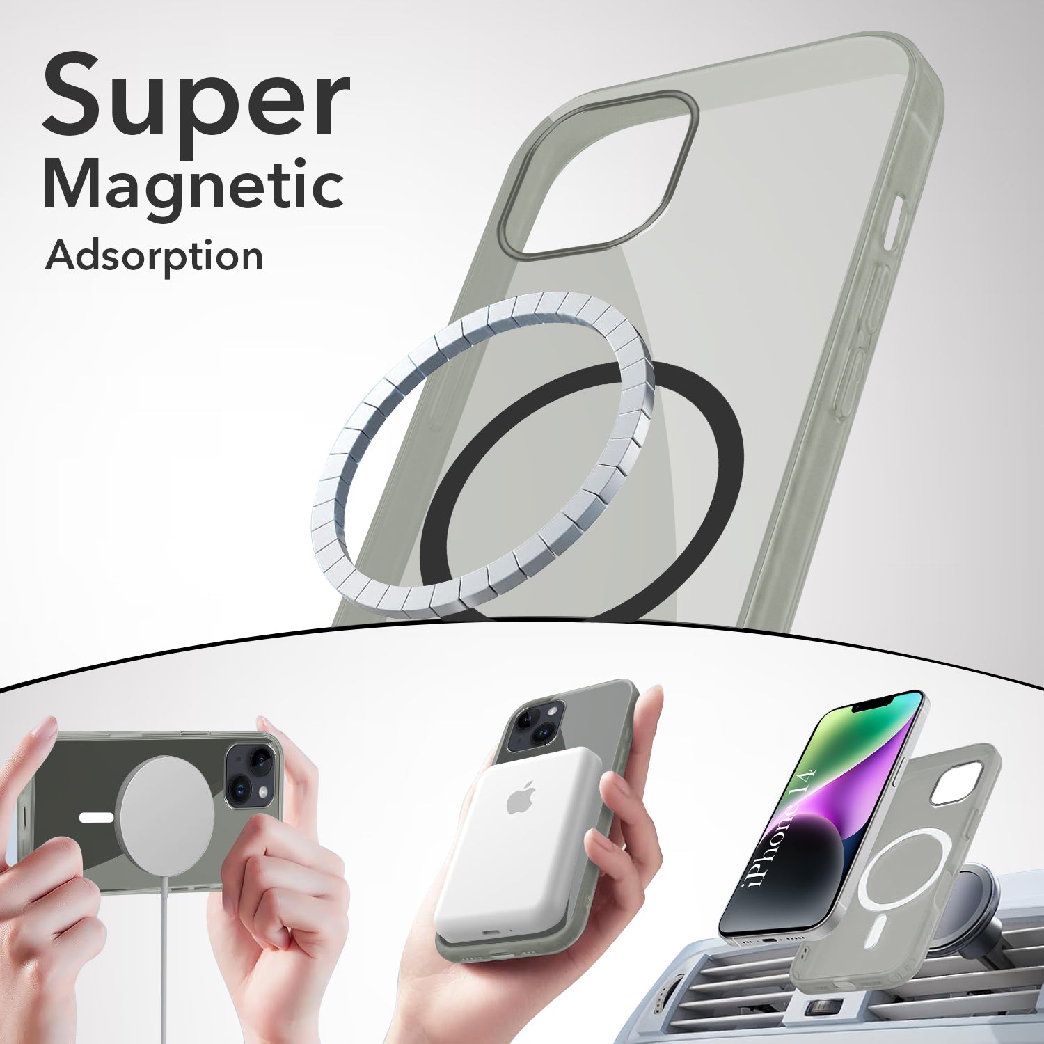 For Apple iPhone 14 Back Case Cover Lifetime Anti-Yellow MagSafe Compatible Clear (Sleek Hard Crystal | Camera Protection and Shockproof)