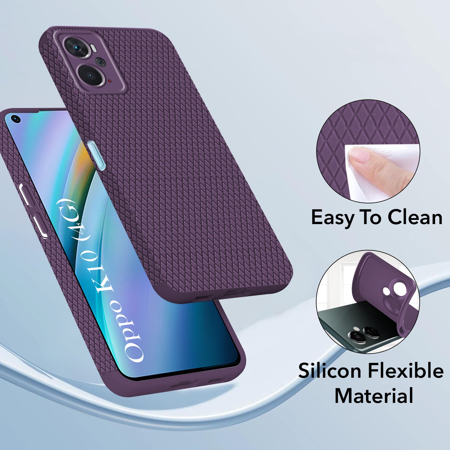 For Oppo K10 Back Cover Case (Liquid Silicone | Side Grip | Camera Protection)
