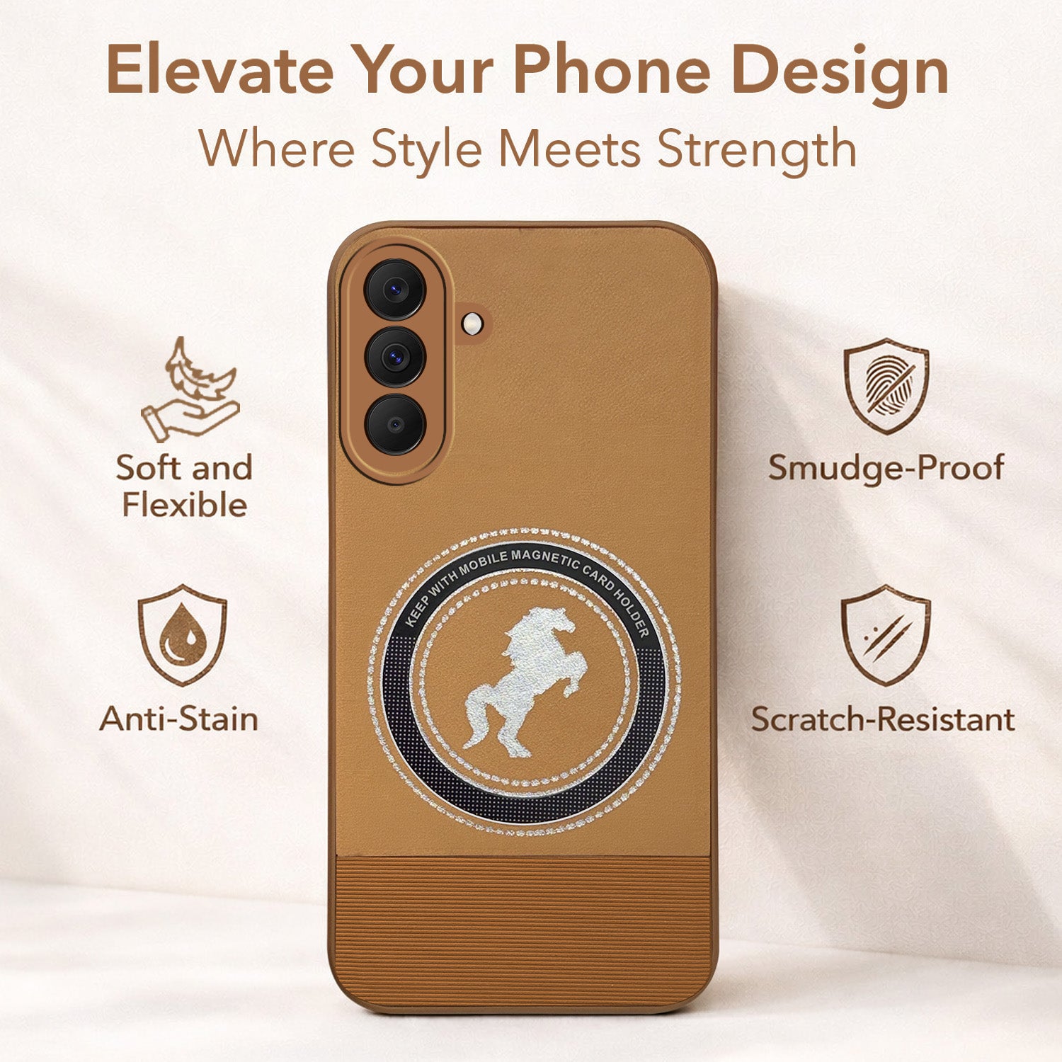 For Samsung Galaxy A37 5G Back Cover Case PU Leather Finish (Professional Minimalist Texture | MagSafe Compatile | Camera Protection | Sleek Sober Formal)