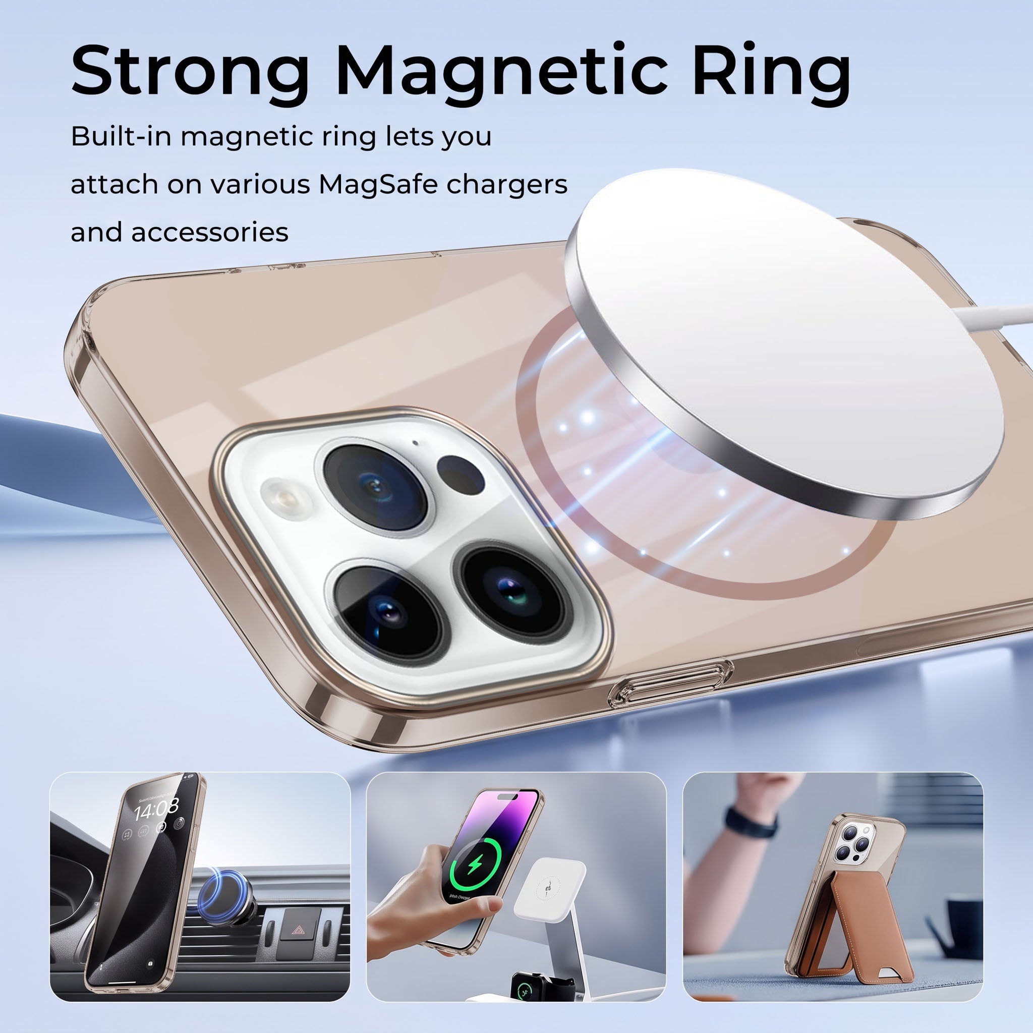 For Apple iPhone 14 Pro Back Case Cover Crystal Anti Yellow (Unbreakable PC | MagSafe Wireless Charging Support |Camera Protection Bump)
