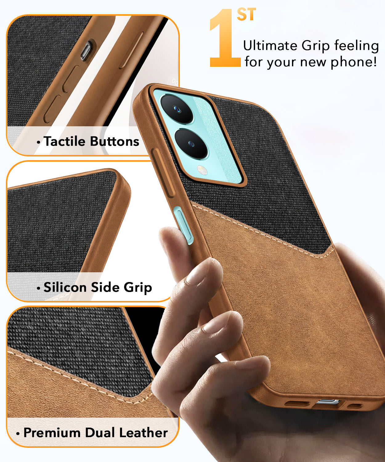 For Vivo Y28 5G Back Cover Case (Dual PU Leather Stitch | Professional Minimalist | Soft and Flexible)