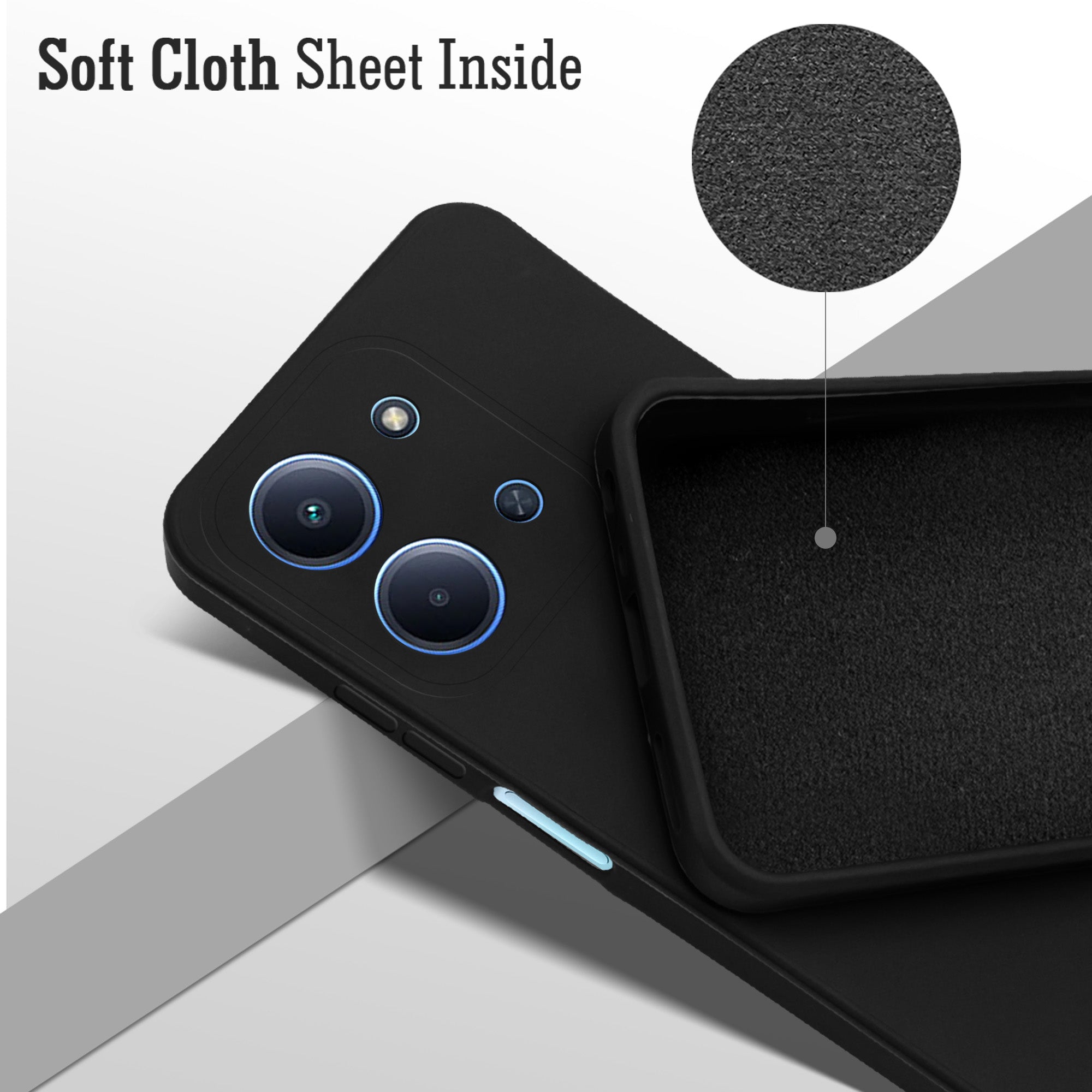 For Redmi 15C Back Cover Case (Matte Finish Silicone with Inside Fiber Cloth)