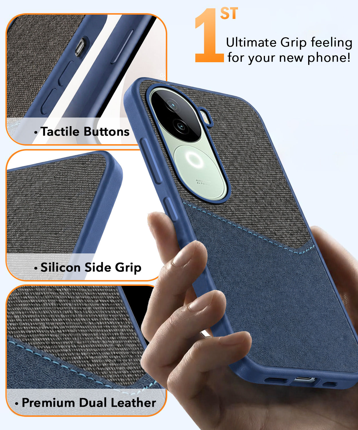 For Vivo iQOO Z9s Back Cover Case (Dual PU Leather Stitch | Professional Minimalist | Soft and Flexible)