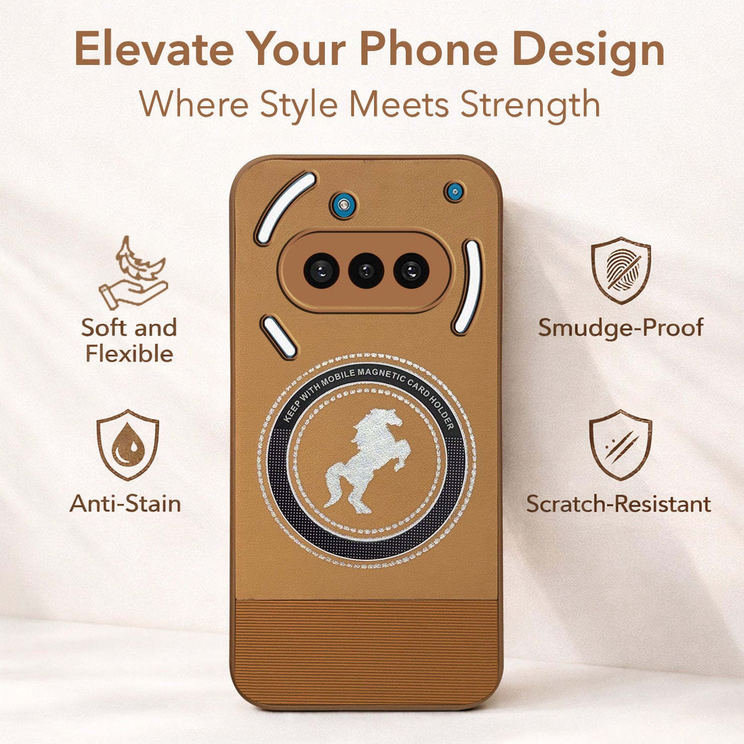 For Nothing Phone 3A 5G Back Cover Case PU Leather Finish (Professional Minimalist Texture | MagSafe Compatile | Camera Protection | Sleek Sober Formal)