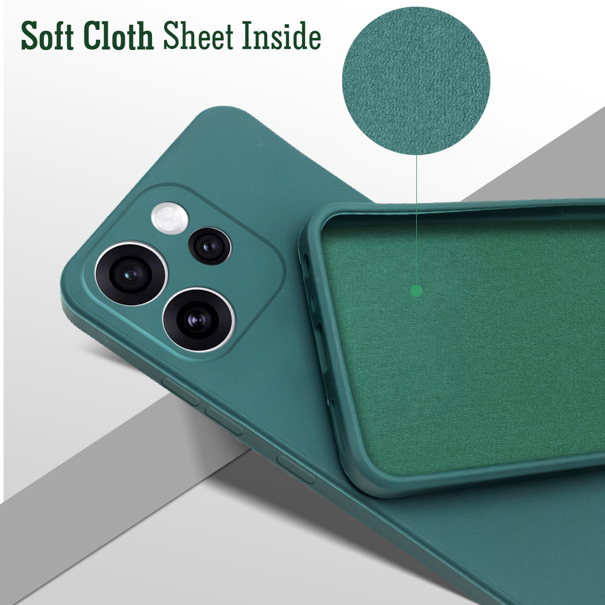 For Oppo Reno15 Pro Mini 5G | Oppo Reno 15 Pro Mini 5G Back Cover Case (Matte Finish Silicone with Inside Fiber cloth)