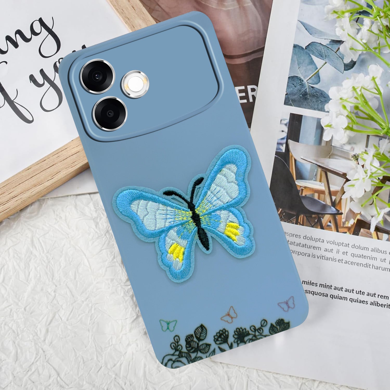 For Oppo F33 Pro 5G Back Cover Case (Soft Butterfly Embroidery | Women Teen Girls | Camera Protection| Matte Silicone)