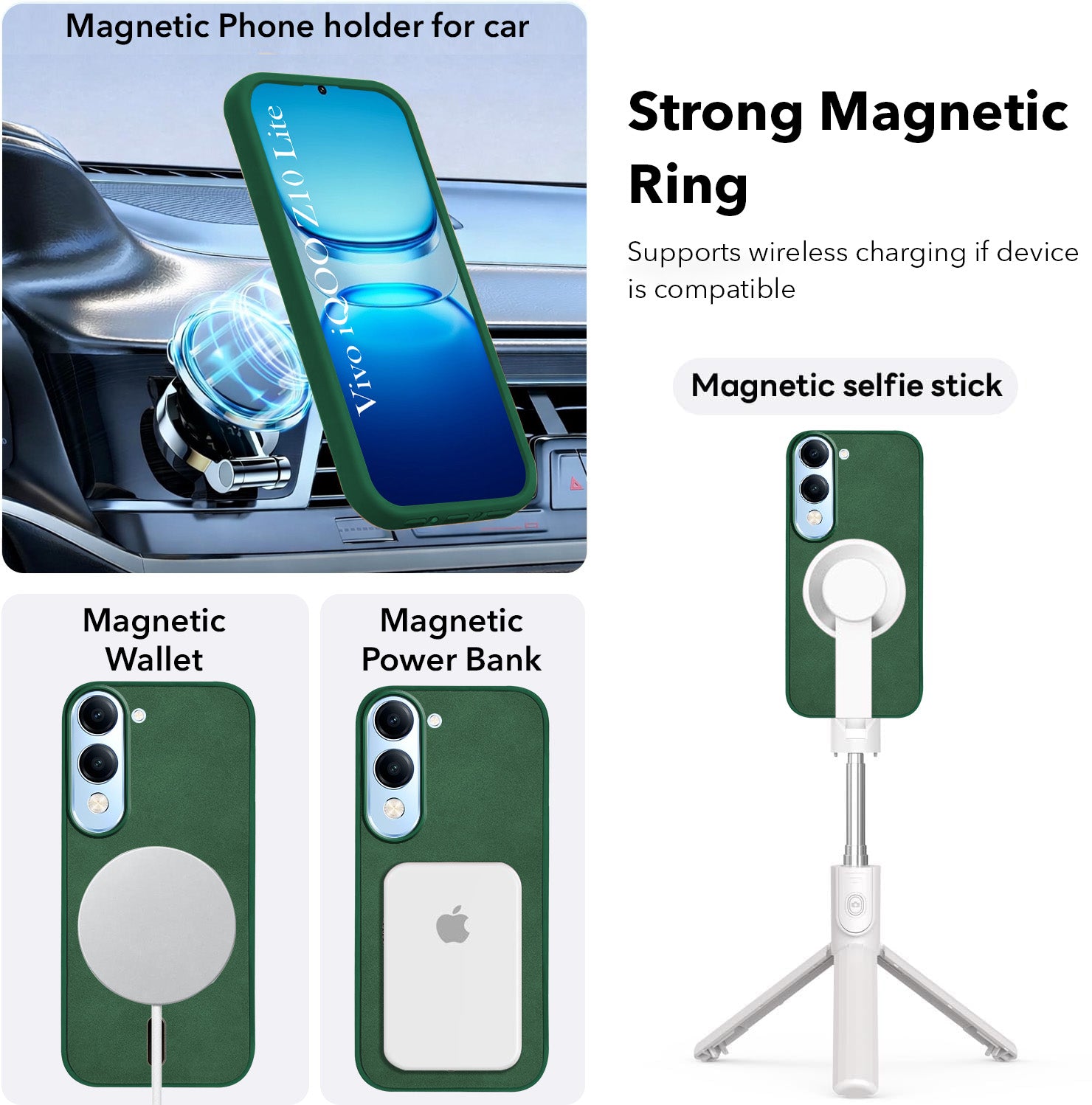 For Vivo iQOO Z10 Lite Back Cover Case Leather Finish (MagSafe Compatible Wireless Charging | Soft Touch | Camera Bump Protection)