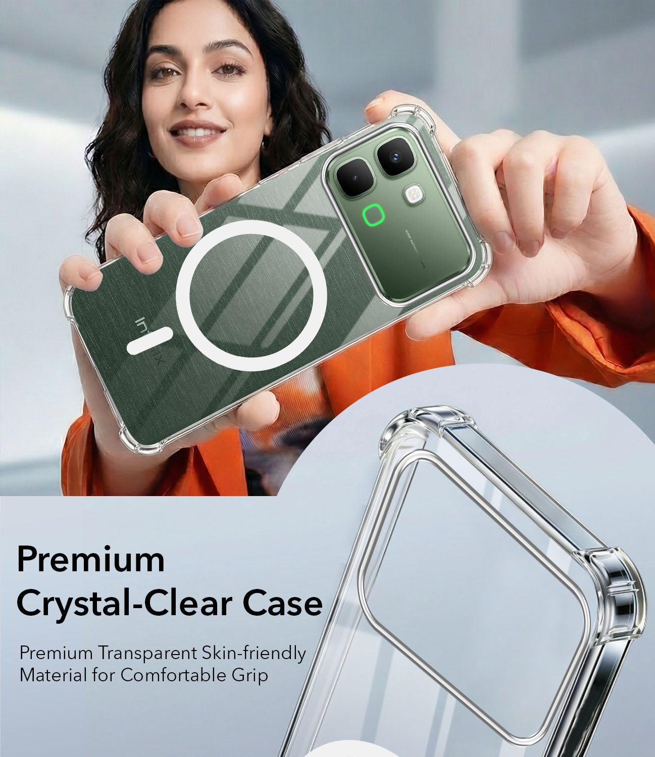 For Infinix Note Edge Back Cover Shockproof Crystal-Clear (Magsafe Wireless Support | Drop & Camera Protection | Hard Polycarbonate)