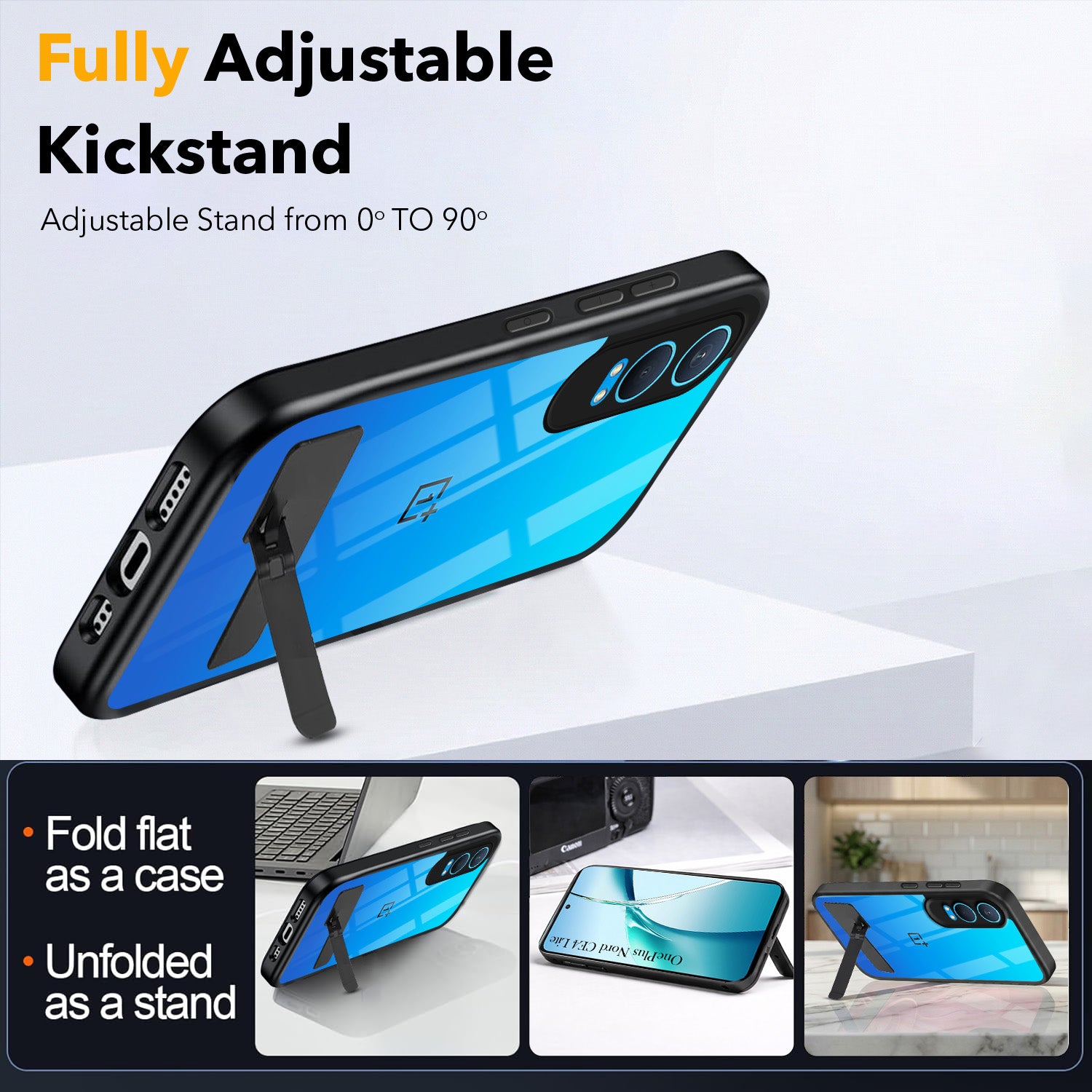 For OnePlus Nord CE 4 Lite Back Cover Case (Built-in Stand | Lifetime Anti Yellow | Kickstand Shockproof | Camera Protection | MagSafe Compatible)