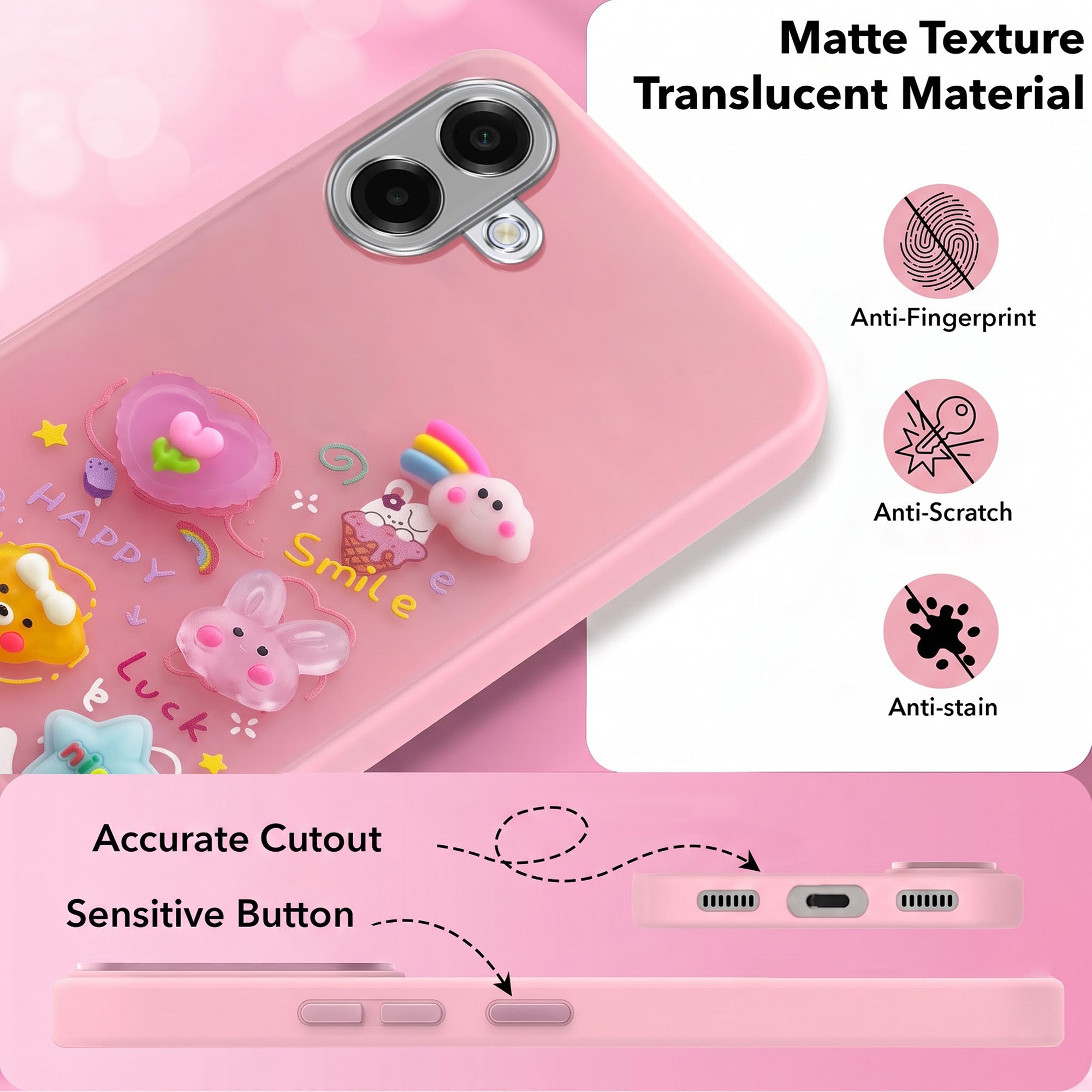 For Samsung Galaxy A07 5G | F70e 5G Back Cover Case (3D Cute Cartoons | Hard Back Side Soft | Matte Premium Finish | HD Printing)
