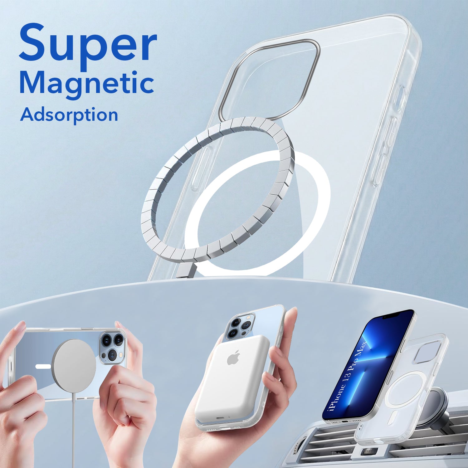 For Apple iPhone 13 Pro Max Back Case Cover Lifetime Anti-Yellow MagSafe Compatible Clear (Sleek Hard Crystal | Camera Protection and Shockproof)