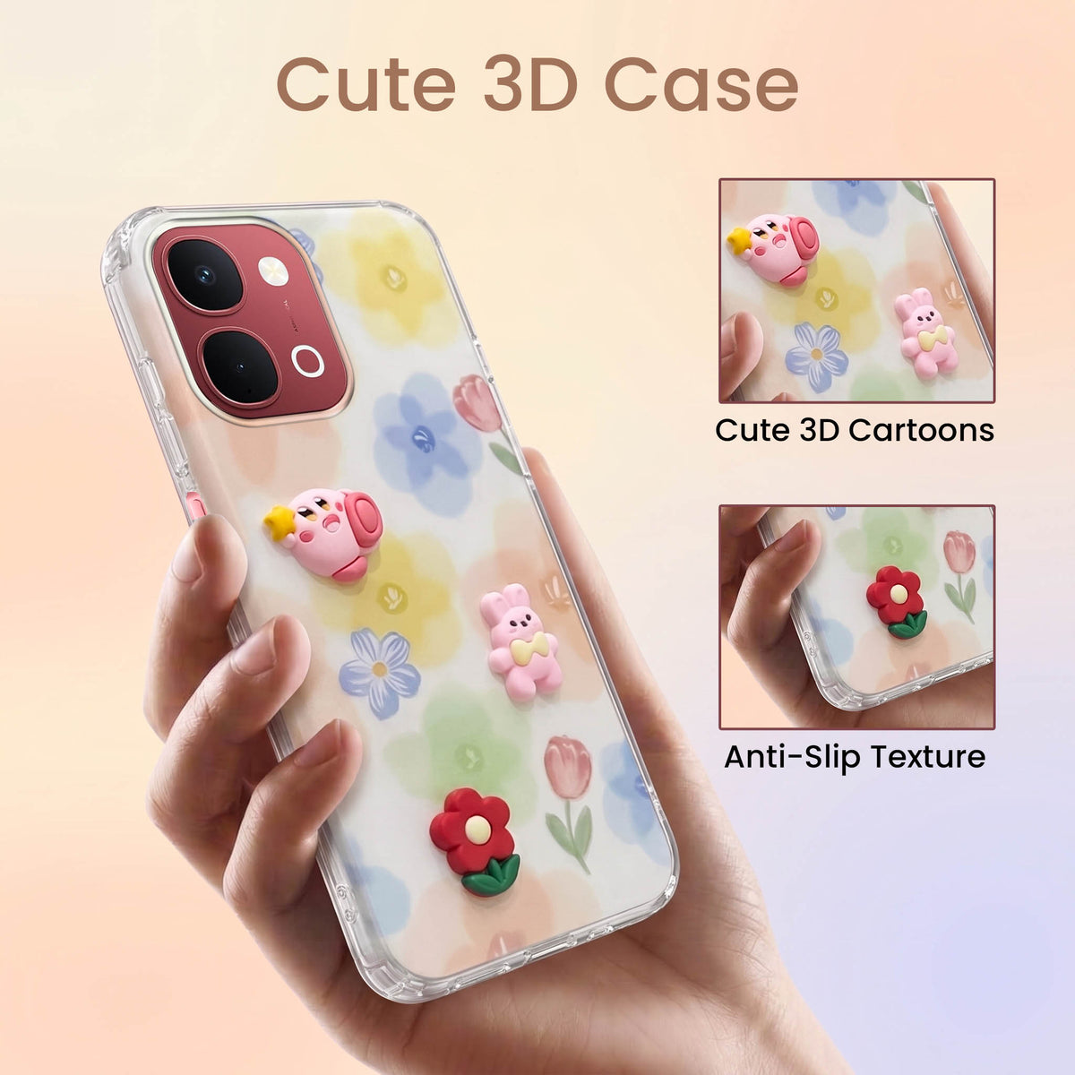 For Vivo Y31T 5G Back Cover Case (3D Cute Cartoons | Hard Back Side Soft | Matte Premium Finish | HD Printing)