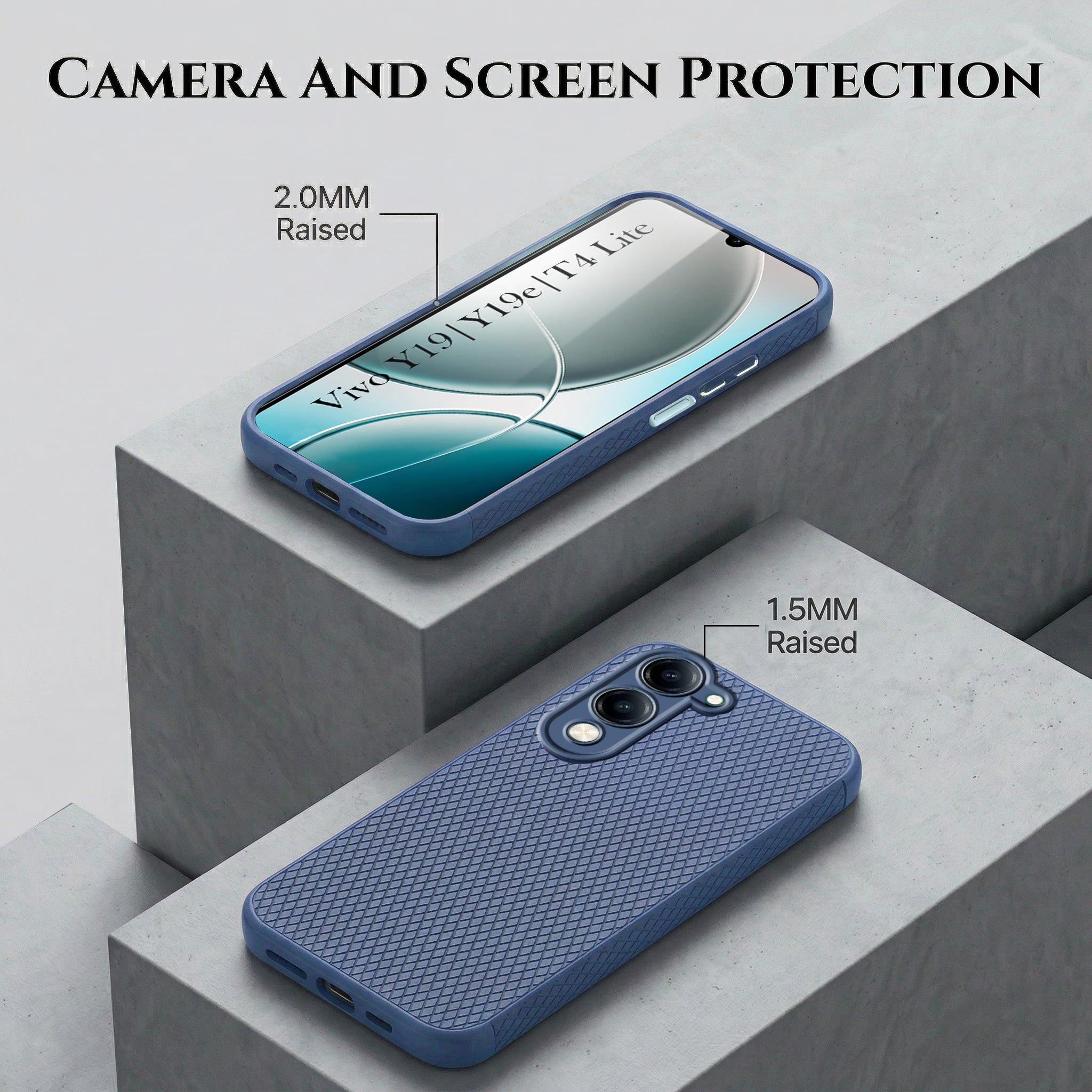 For Vivo Y19 | Vivo Y19e | Vivo T4 Lite Combo with Back Cover and 9H Tempered Glass (Liquid Silicone | Camera Protection | Oleophobic Coating Screen Glass)