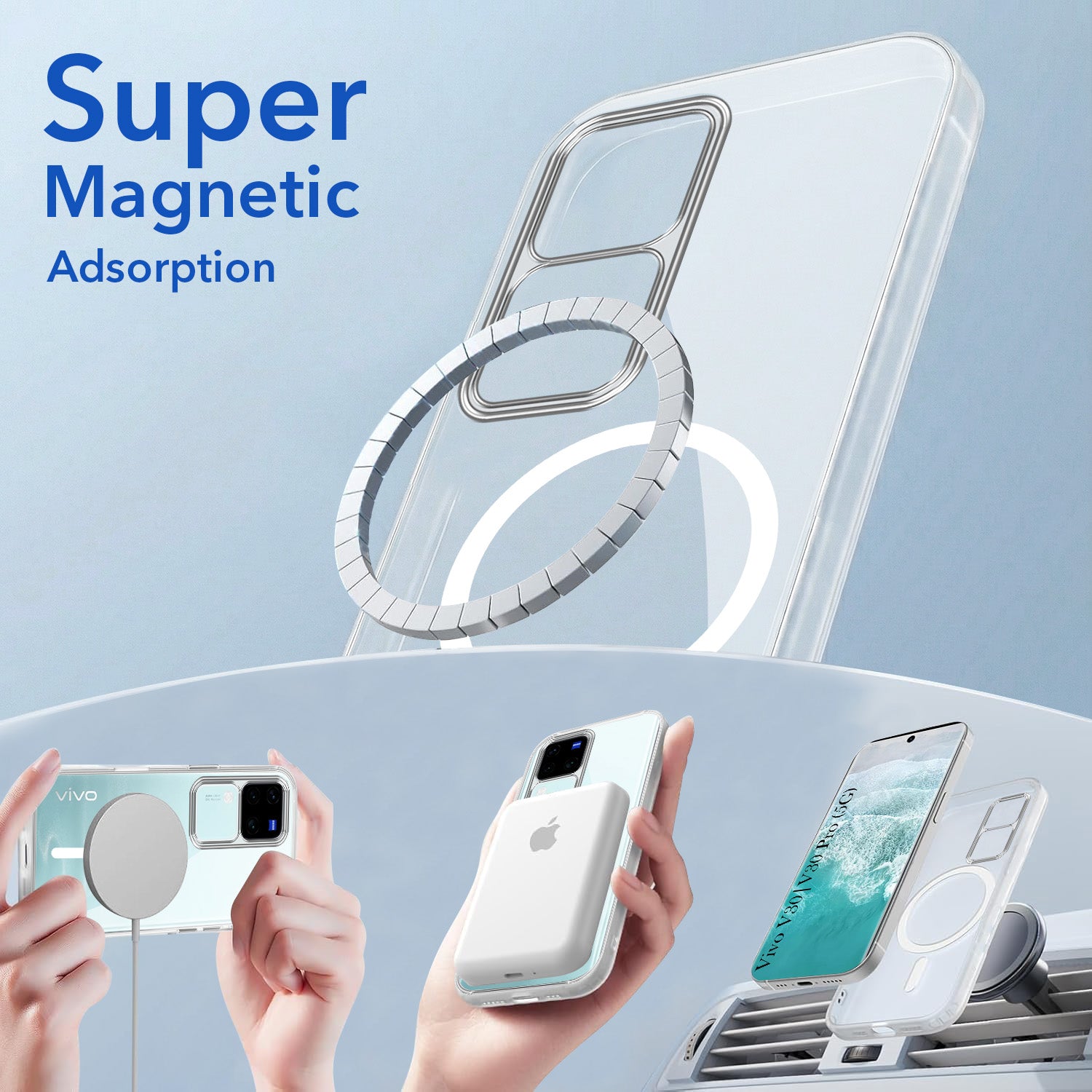For Vivo V30 | Vivo V30 Pro 5G Back Cover Case Lifetime Anti-Yellow MagSafe Compatible Clear (Sleek Hard Crystal | Shockproof and Camera Protection)