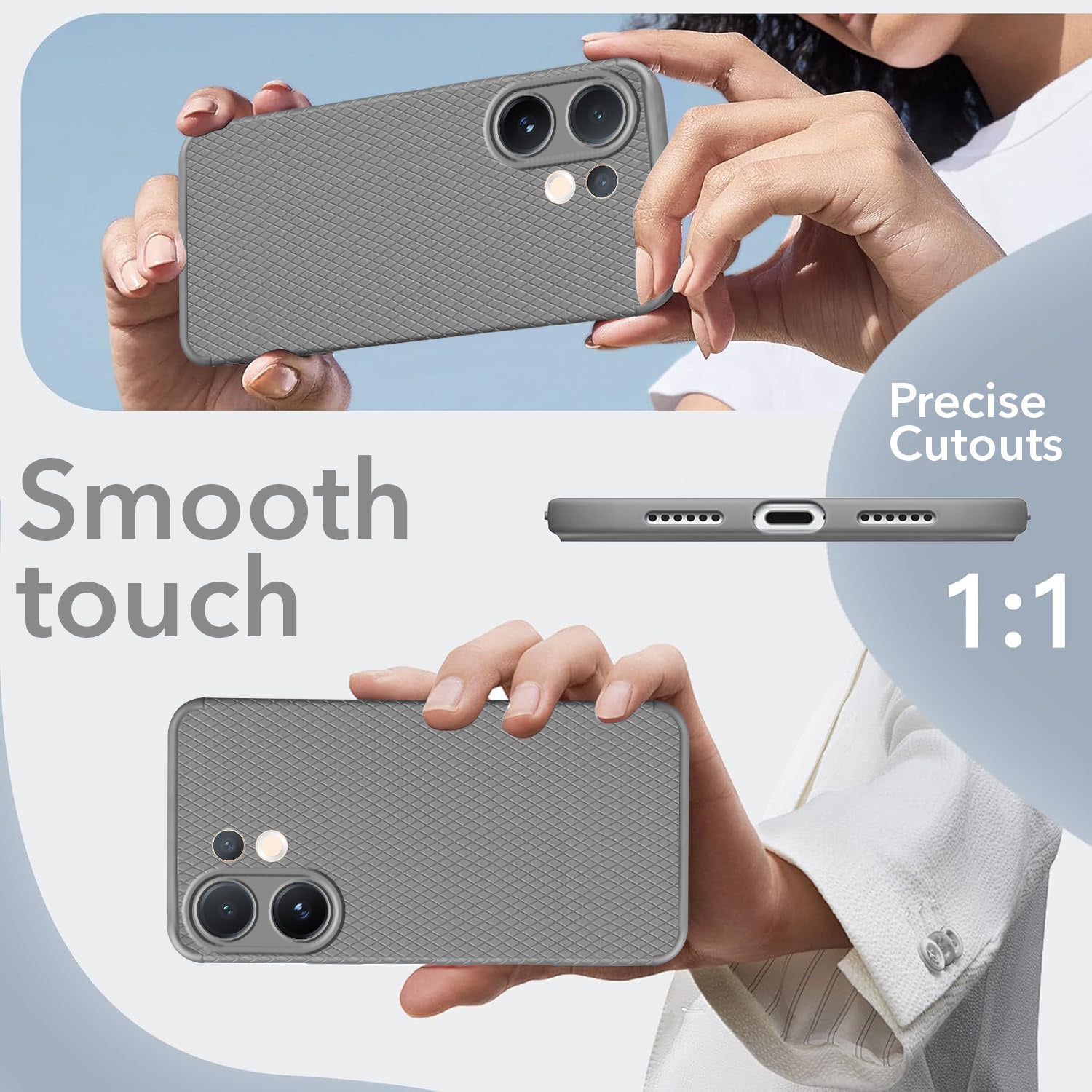 For Vivo V60 | Vivo T4 Pro Back Cover Case (Liquid Silicone | Side Grip | Camera Protection)