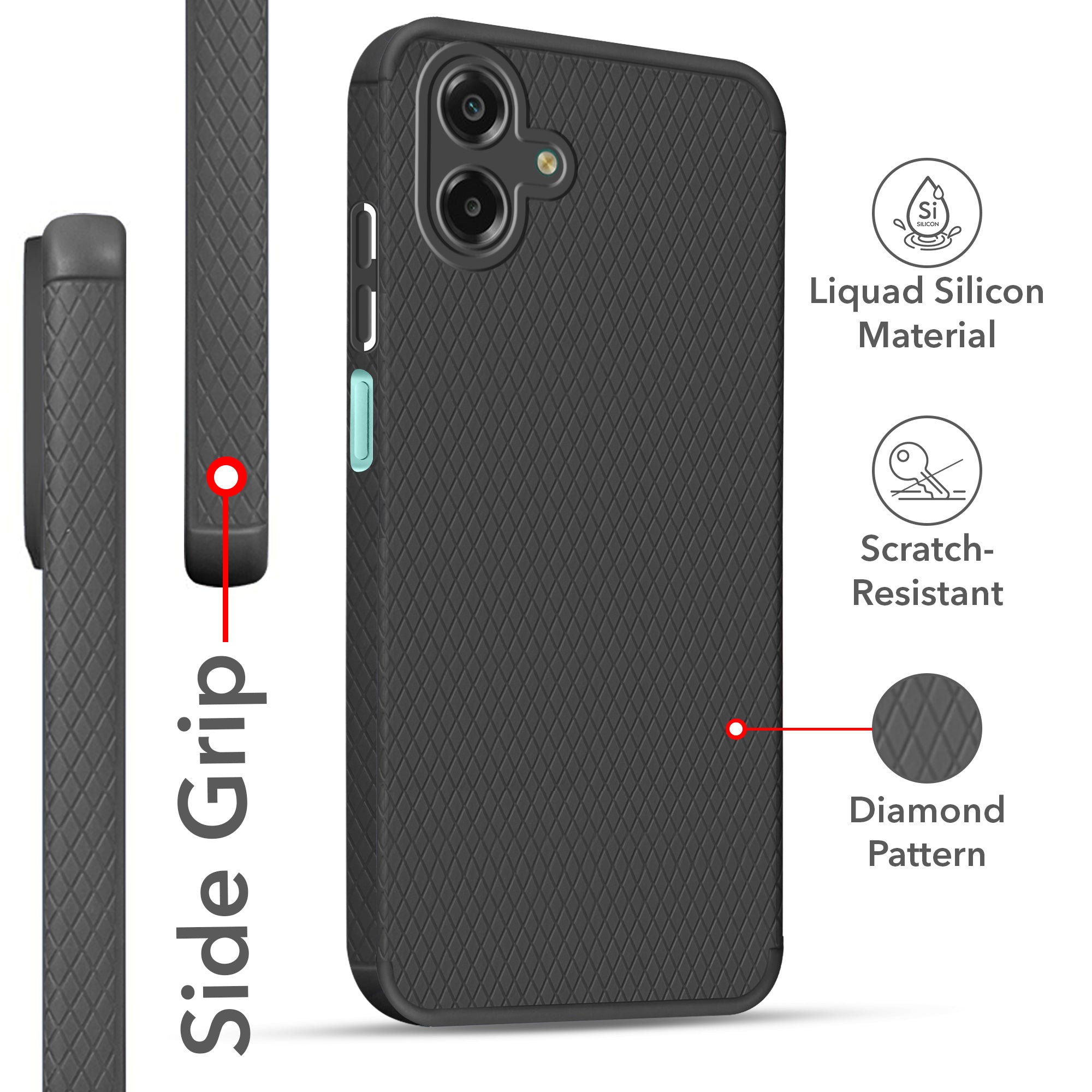 For Samsung Galaxy M07 | Samsung Galaxy F07 Back Cover Case Liquid Silicone (Camera Protection | Side Grip Texture | Soft and Flexible)
