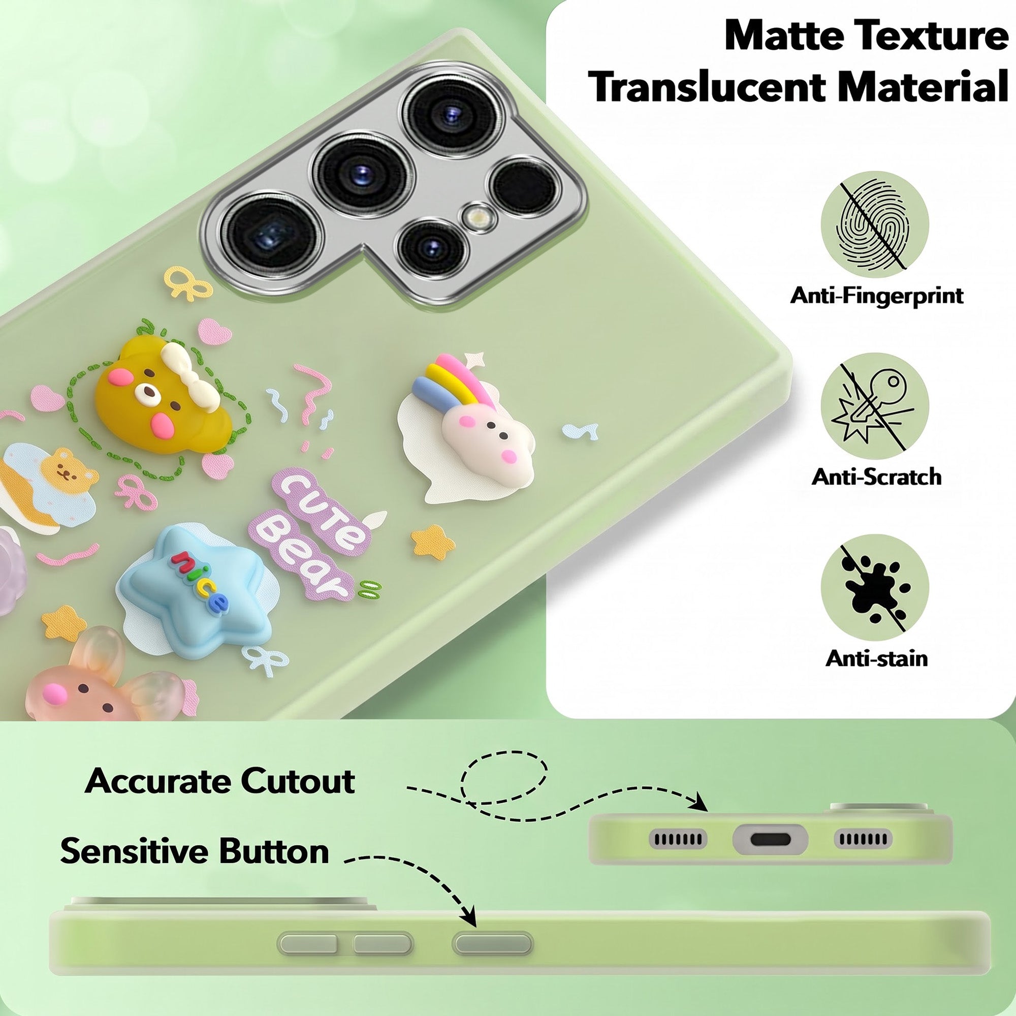 For Samsung Galaxy S23 Ultra Back Cover Case (3D Cute Cartoons | Hard Back Side Soft | Matte Premium Finish | HD Printing)