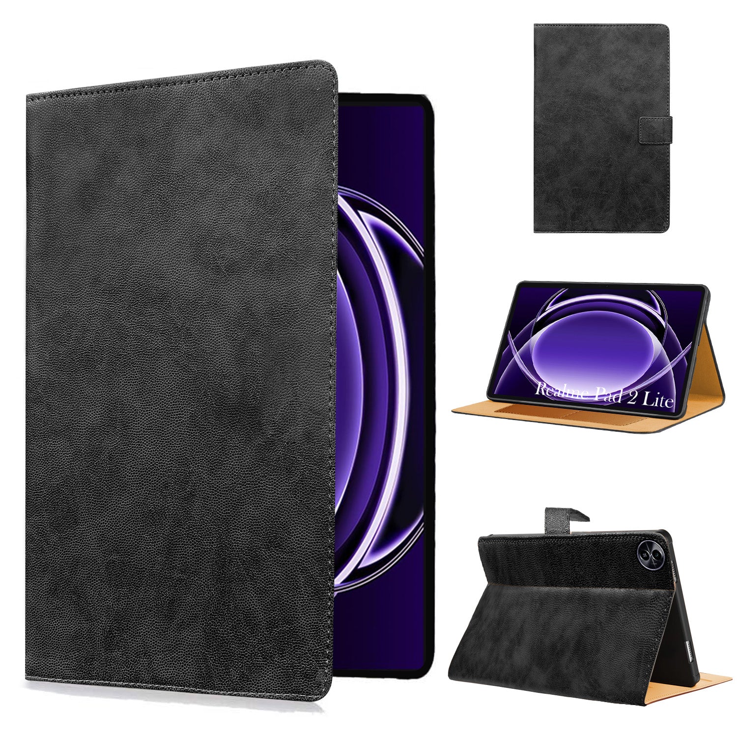For Realme Pad 2 Lite 10.95 Inch RMP2402 Flip Cover Folio Cover (PU Leather | Multi-Angle Smart Stand | Card Storage Slots | Silicone Back Pouch)
