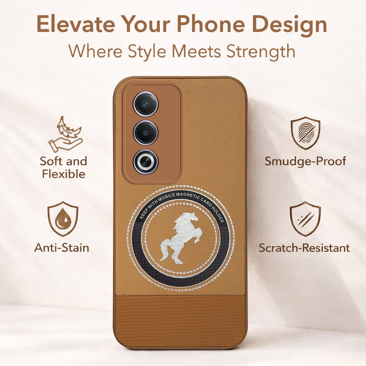 For Oppo A3 Pro 5G  Back Cover Case PU Leather Finish (Professional Minimalist Texture | MagSafe Compatile | Camera Protection | Sleek Sober Formal)