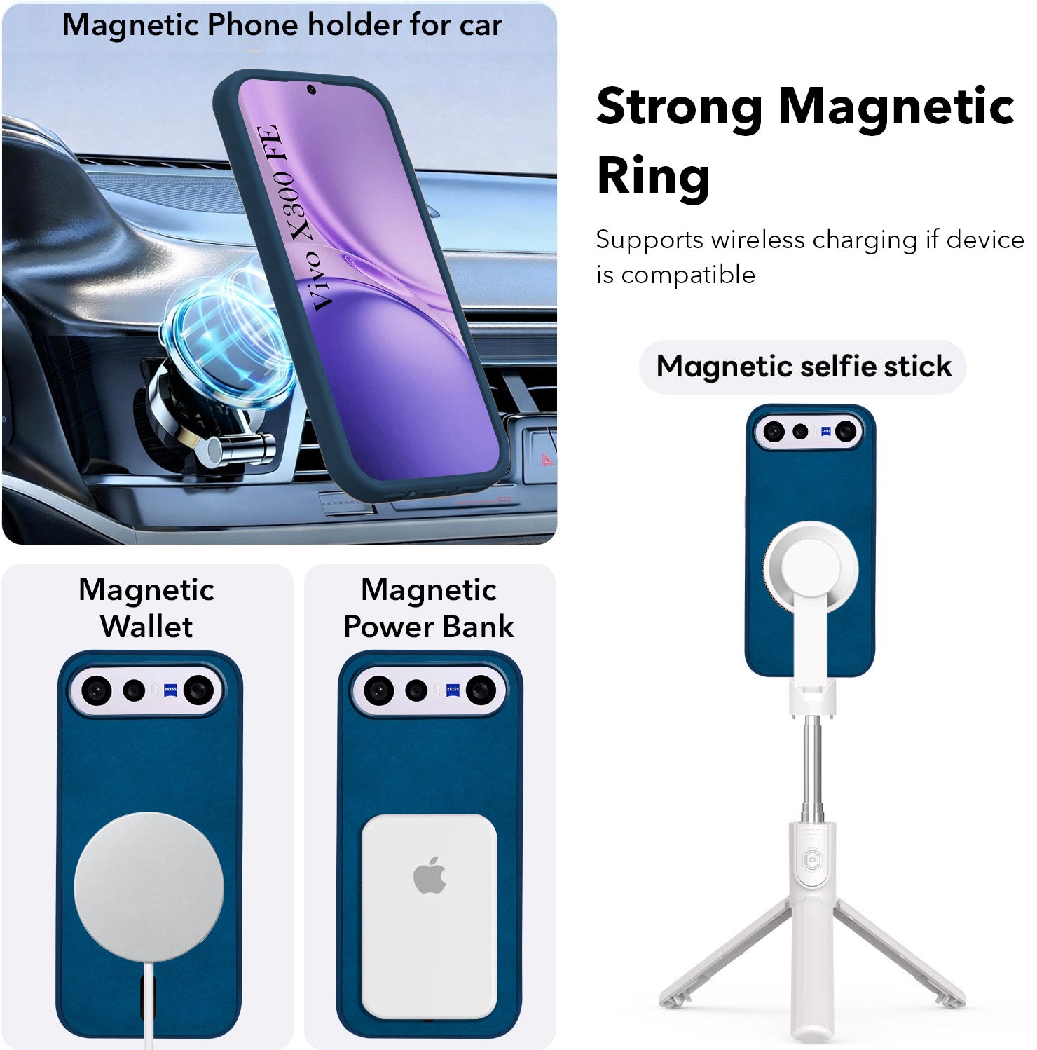 For Vivo X300 FE Back Cover Case Leather Finish (MagSafe Compatible Wireless Charging | Soft Touch | Camera Bump Protection)