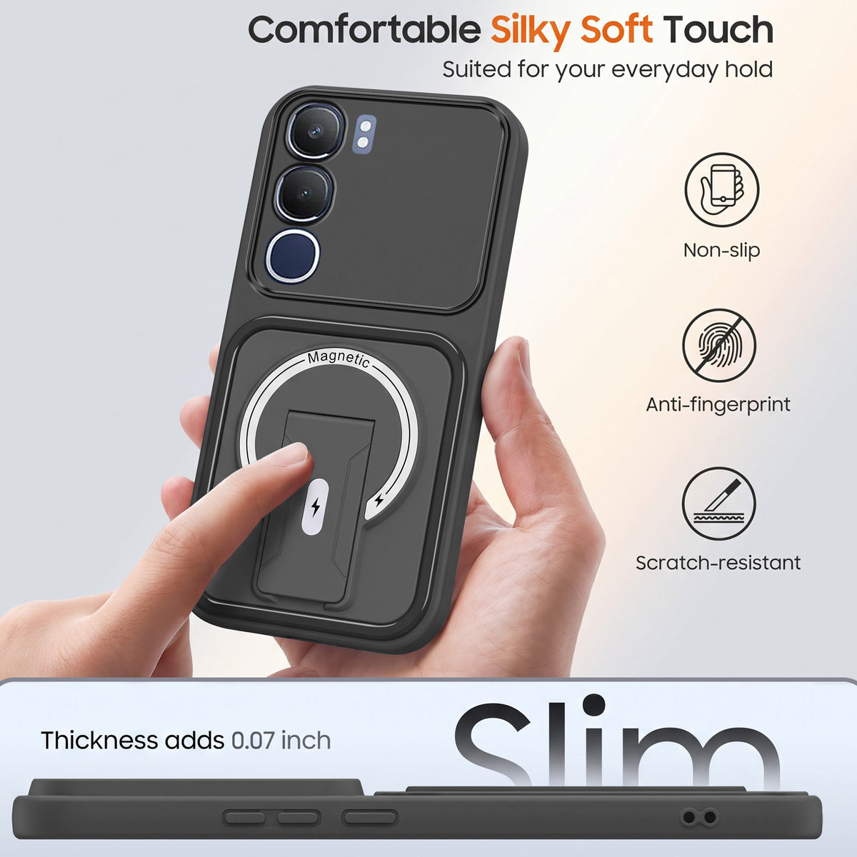 For Vivo Y29 Back Case Cover Metallic (Hybrid Armor Kickstand | MagSafe Compatible | Camera Protection Shockproof)