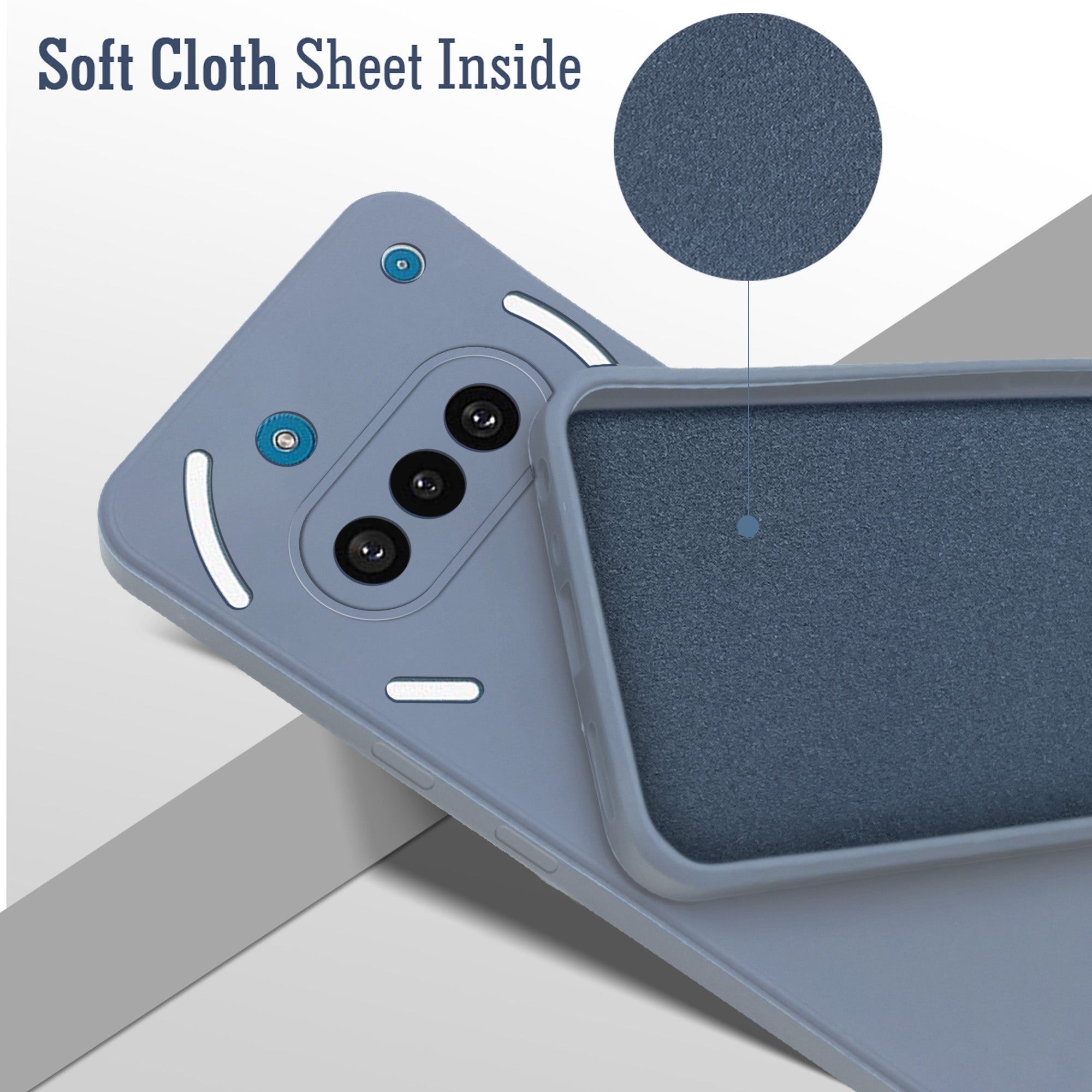 For Nothing Phone 3A Back Cover Case (Matte Finish Silicone with Inside Fiber cloth)