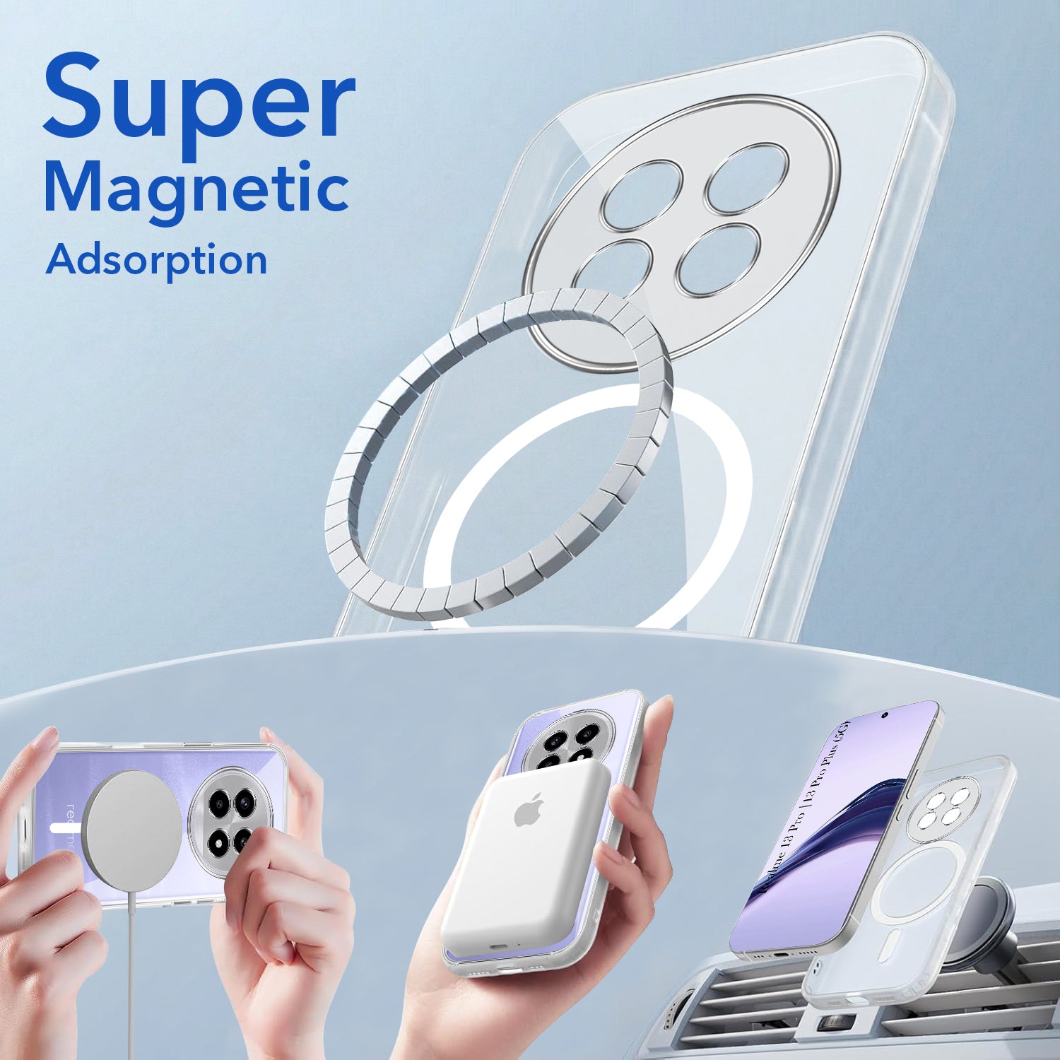 For Realme 13 Pro | 13 Pro Plus Back Cover Case Lifetime Anti-Yellow MagSafe Compatible Clear (Sleek Hard Crystal | Shockproof and Camera Protection)