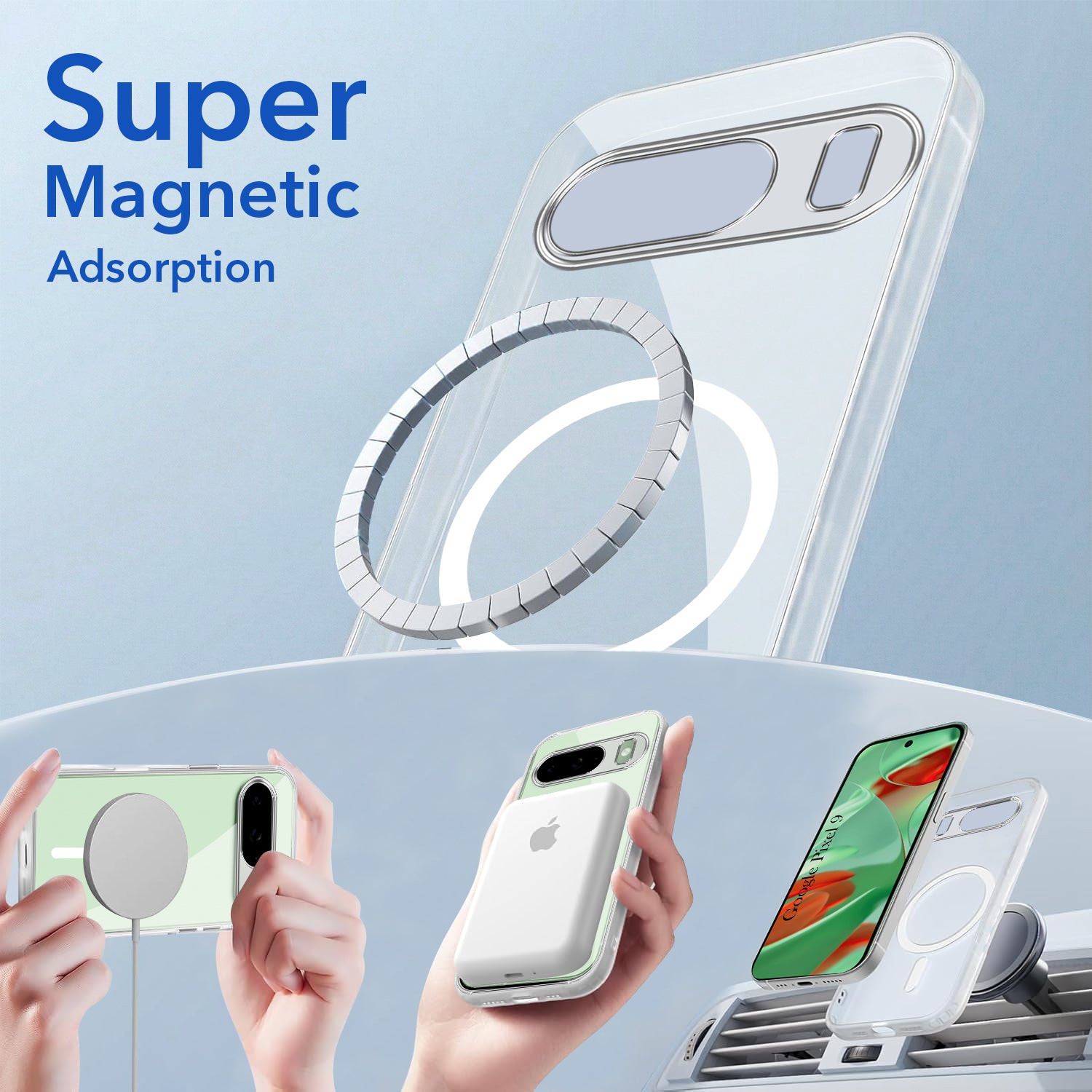 For Google Pixel 9 Back Cover Case Lifetime Anti-Yellow MagSafe Compatible Clear (Sleek Hard Crystal | Shockproof and Camera Protection)