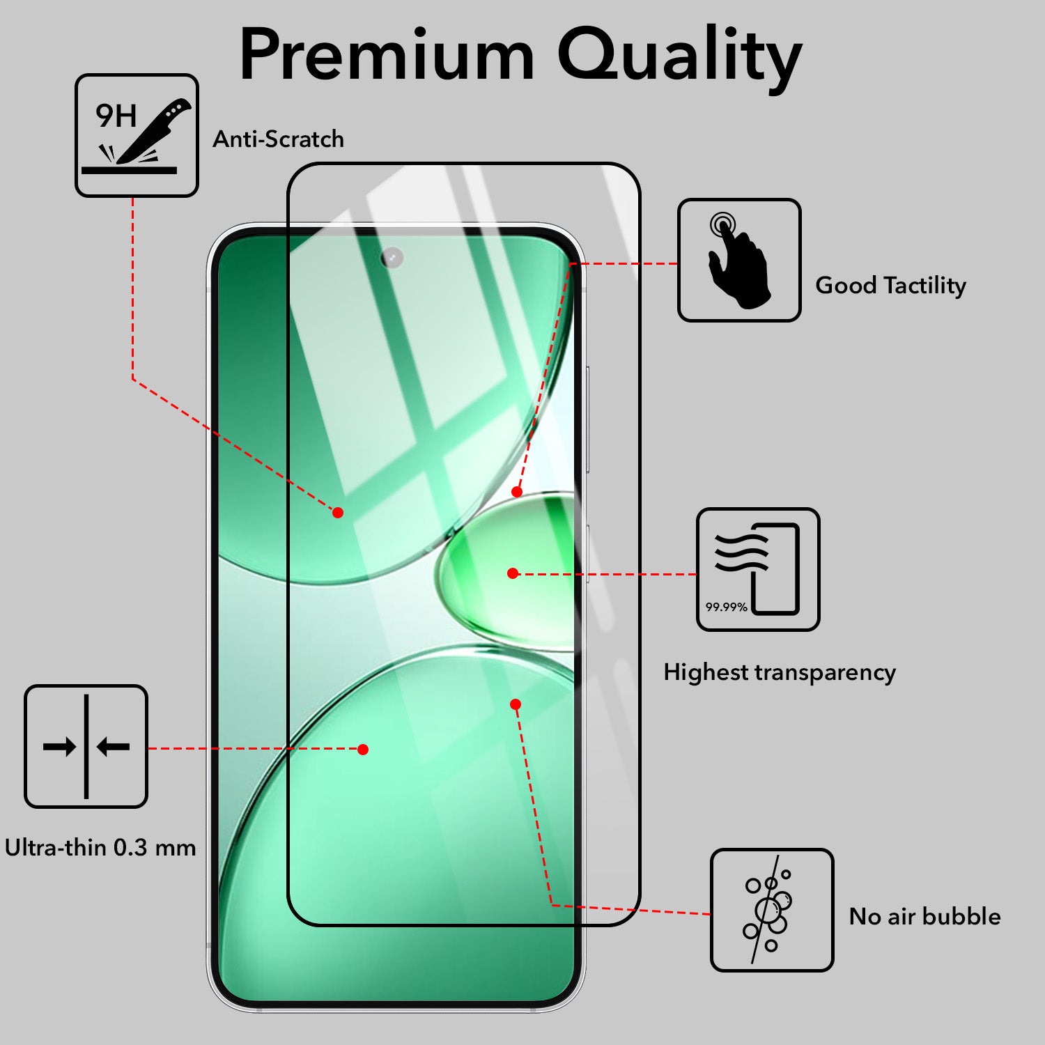 Tempered Glass For Realme C85 5G Military-Grade Gorilla Screen Protector With Installation Kit | Shatterproof, Full Coverage, HD Clear, Scratch Resistant (Pack of 1)