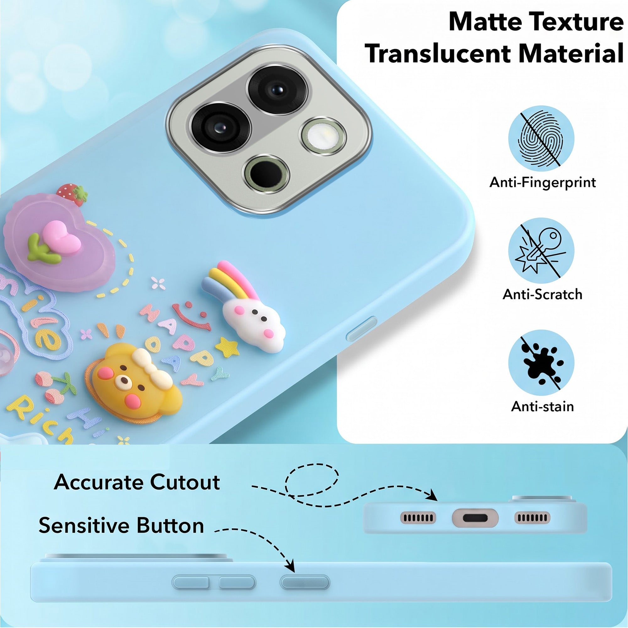 For OnePlus 13S Back Cover Case (3D Cute Cartoons | Hard Back Side Soft | Matte Premium Finish | HD Printing)