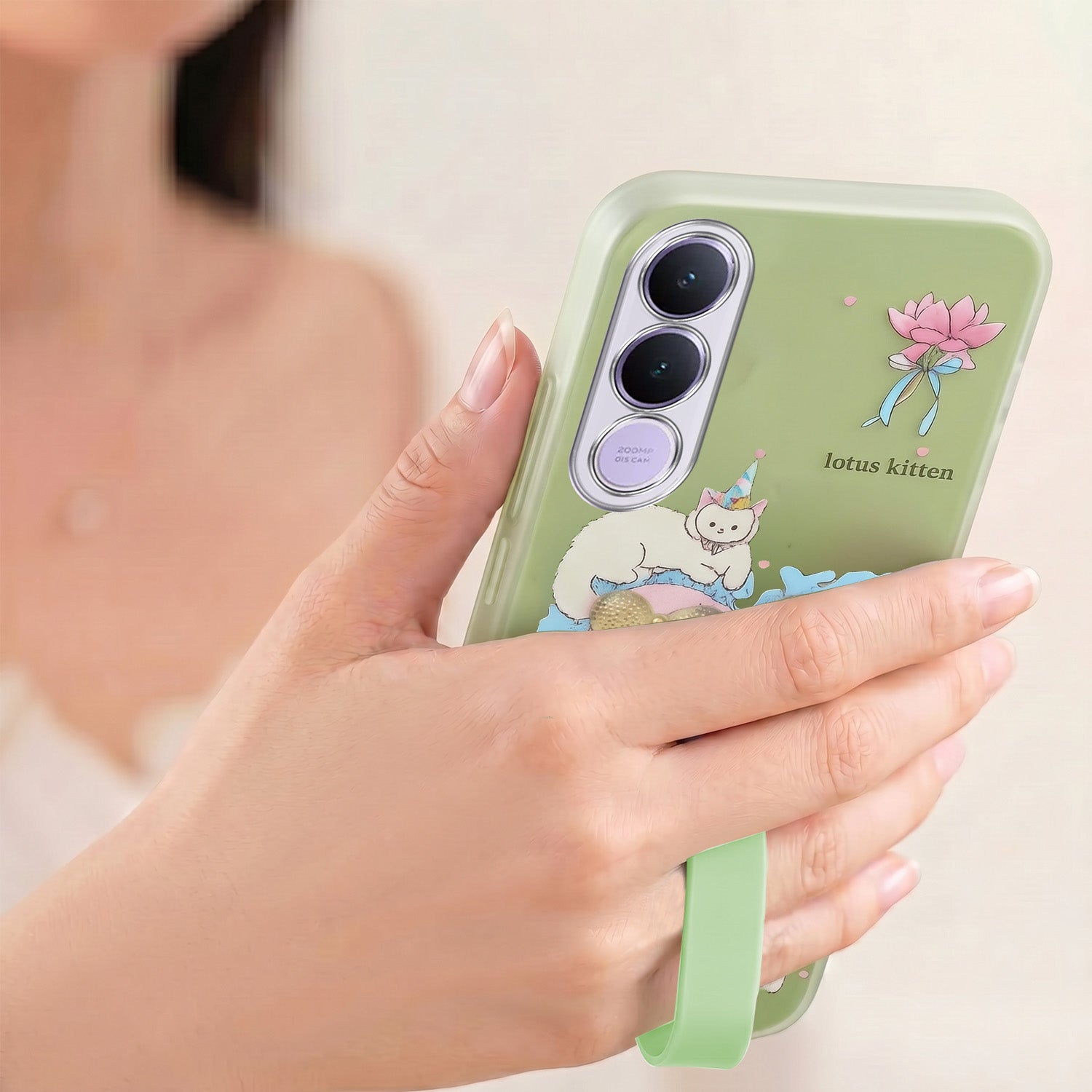 For Vivo V70 FE 5G Back Cover Case (3D Cute Heart Strap Holder | Camera Protection | Designer Girls Print)
