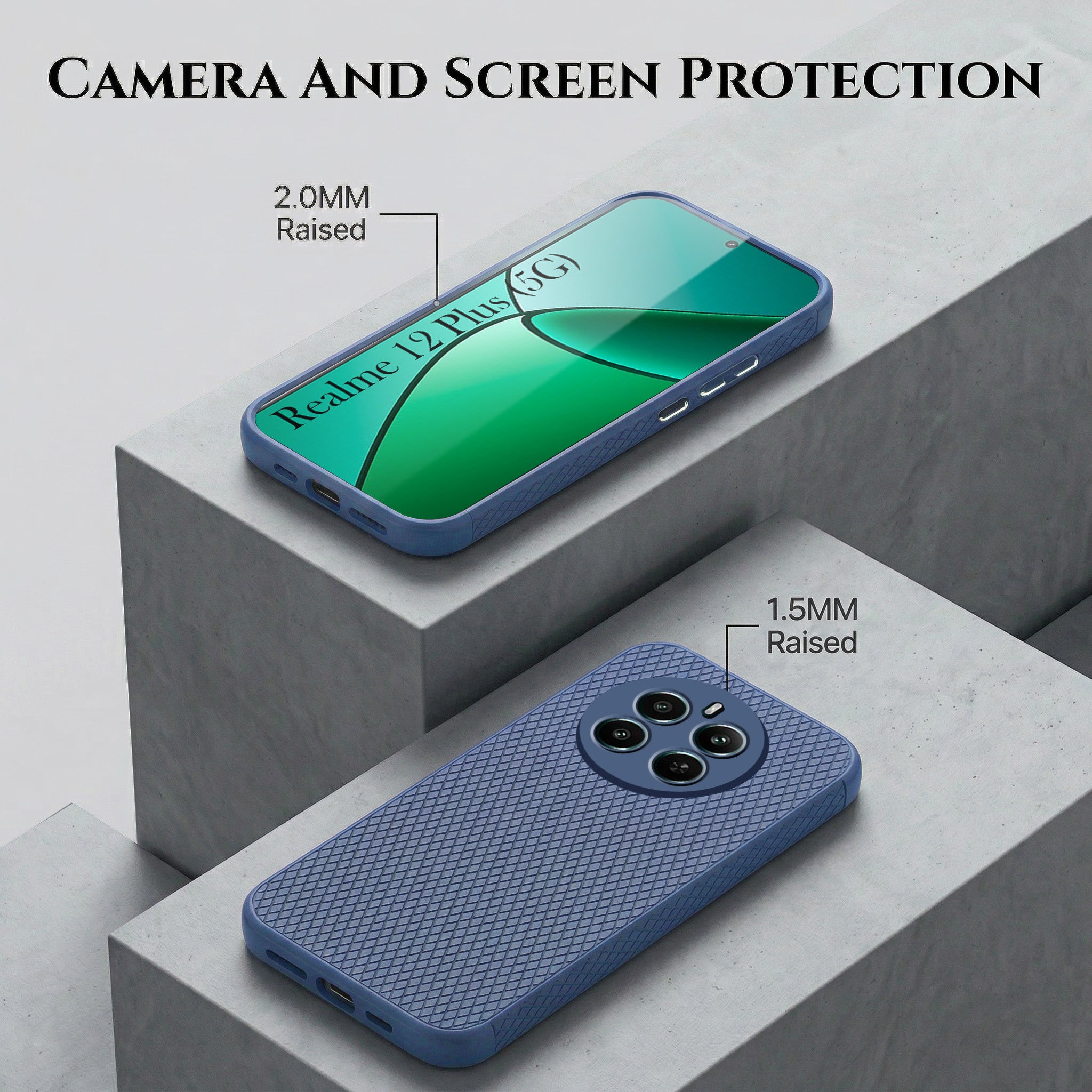 For Realme 12 Plus Combo with Back Cover and 9H Tempered Glass (Liquid Silicone | Camera Protection | Oleophobic Coating Screen Glass)
