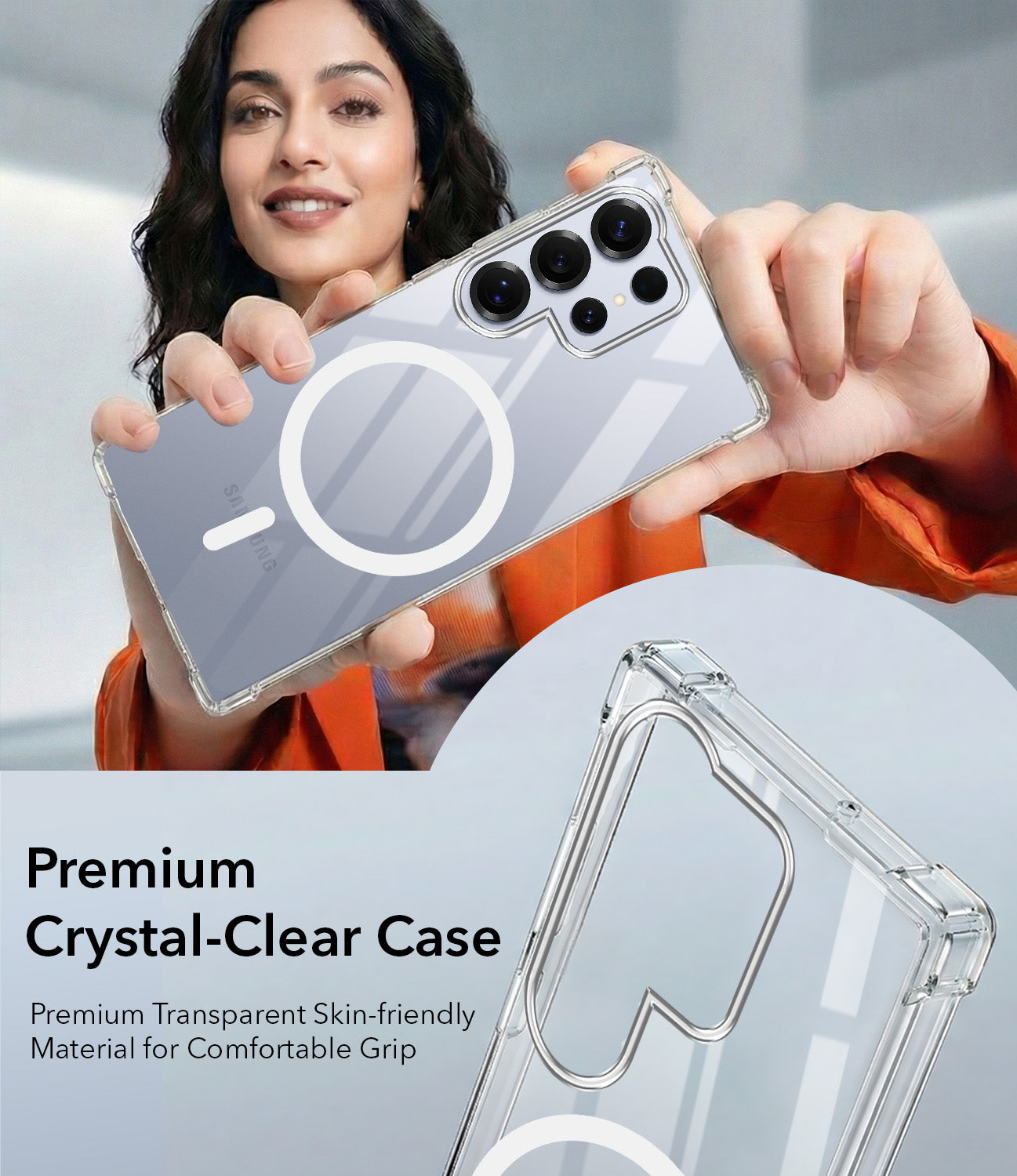 For Samsung Galaxy S25 Ultra Back Cover Shockproof Crystal-Clear (Magsafe Wireless Support | Drop & Camera Protection | Hard Polycarbonate)