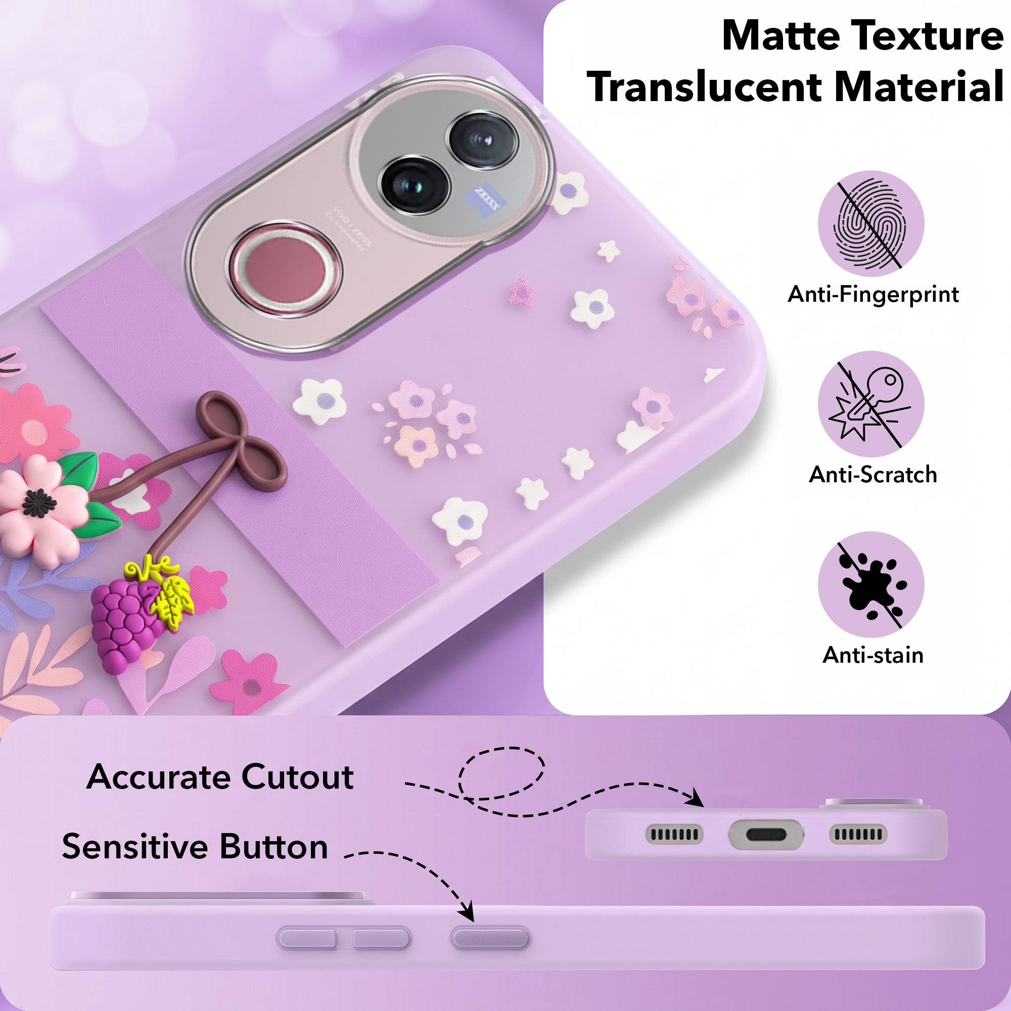 For Vivo V50 | Vivo V50e Back Cover Case (3D Cute Cartoons | Hard Back Side Soft | Matte Premium Finish | HD Printing)