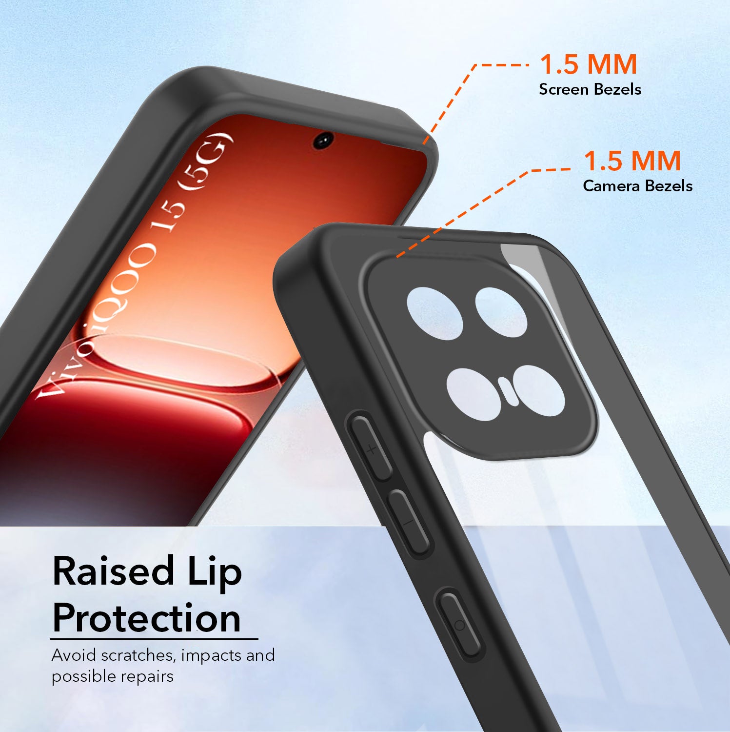For Vivo iQOO 15 5G Combo with Back Cover and 9H Tempered Glass (Lifetime Anti-Yellow | Crystal Clear Shockproof | Oleophobic Coating Screen Glass)