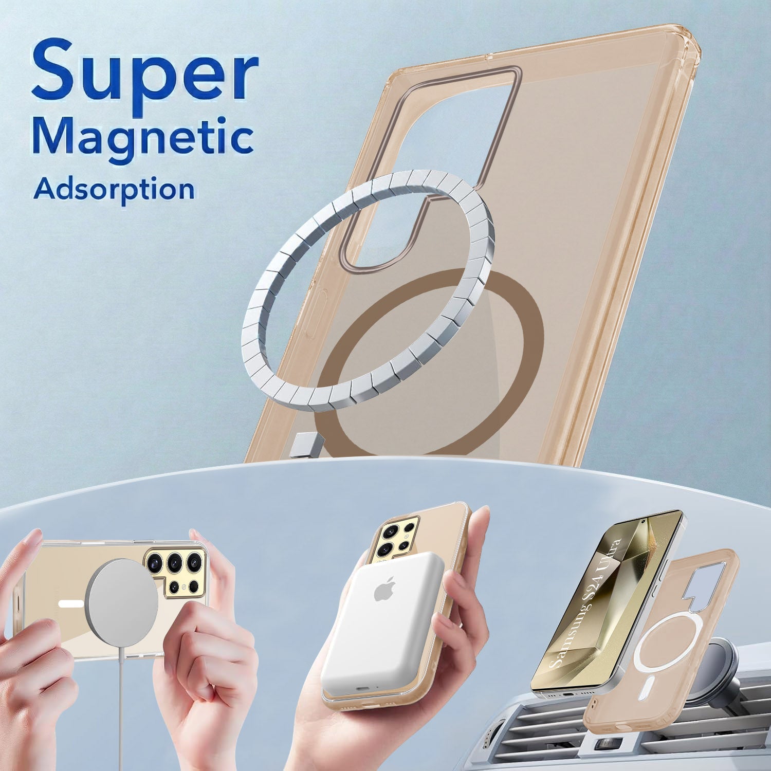 For Samsung Galaxy S24 Ultra Back Cover Case Lifetime Anti-Yellow MagSafe Compatible Clear (Sleek Hard Crystal | Shockproof and Camera Protection)
