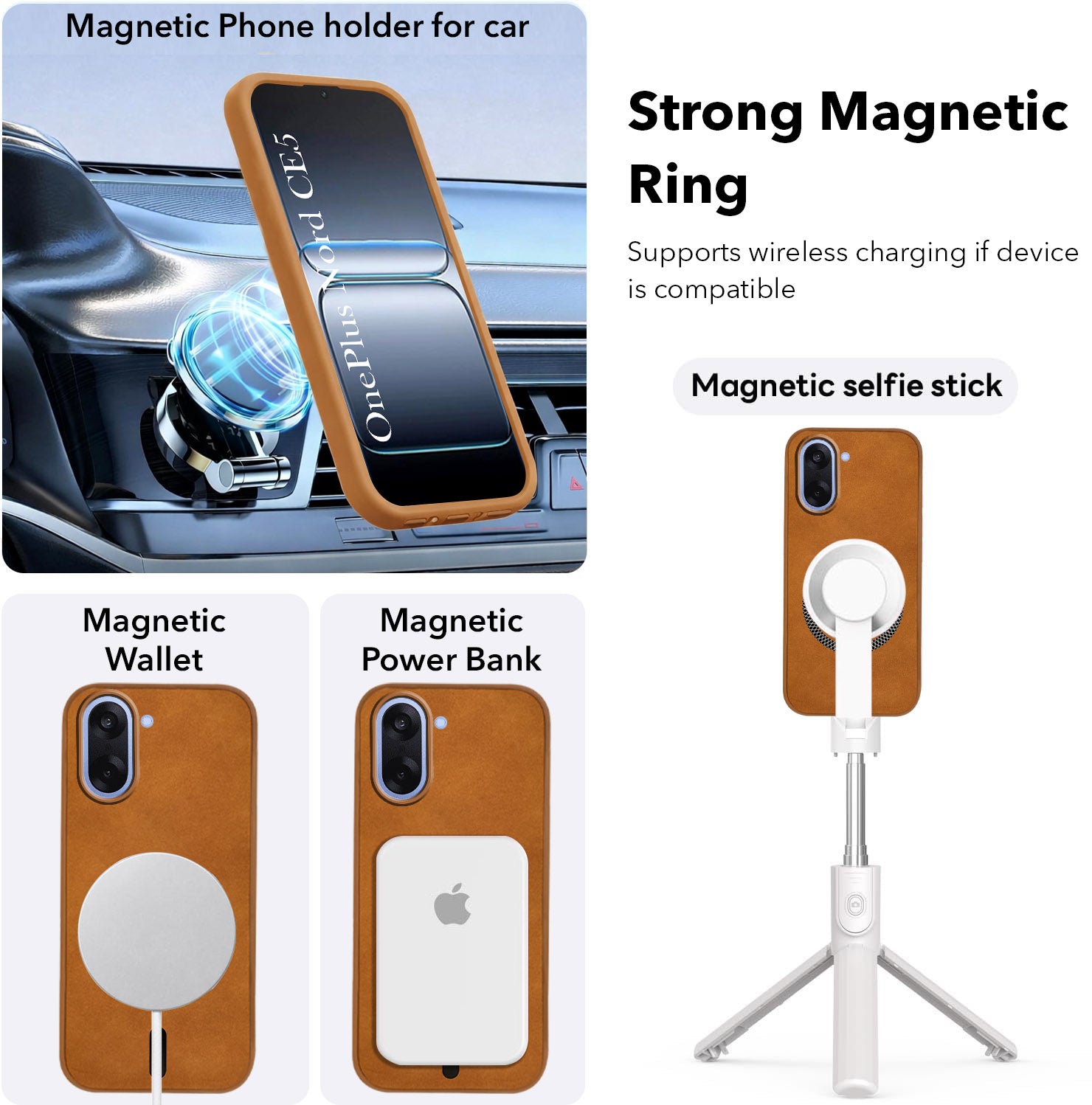 For Oneplus Nord CE 5 Back Cover Case Leather Finish (MagSafe Compatible Wireless Charging | Soft Touch | Camera Bump Protection)