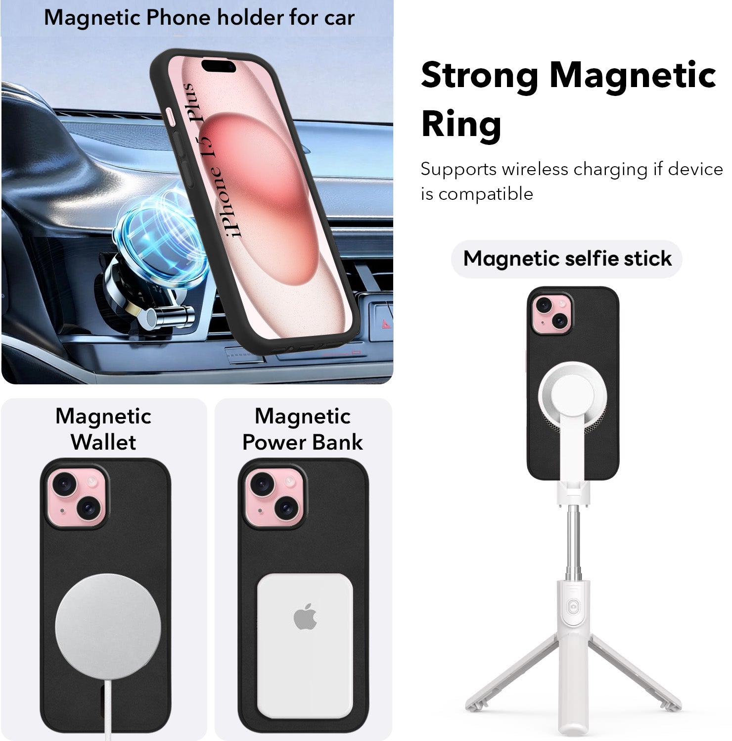 For Apple iPhone 15 Plus Back Cover Case (Sleek Leather Finish | MagSafe Compatible Wireless Charging | Camera Bump Protection)