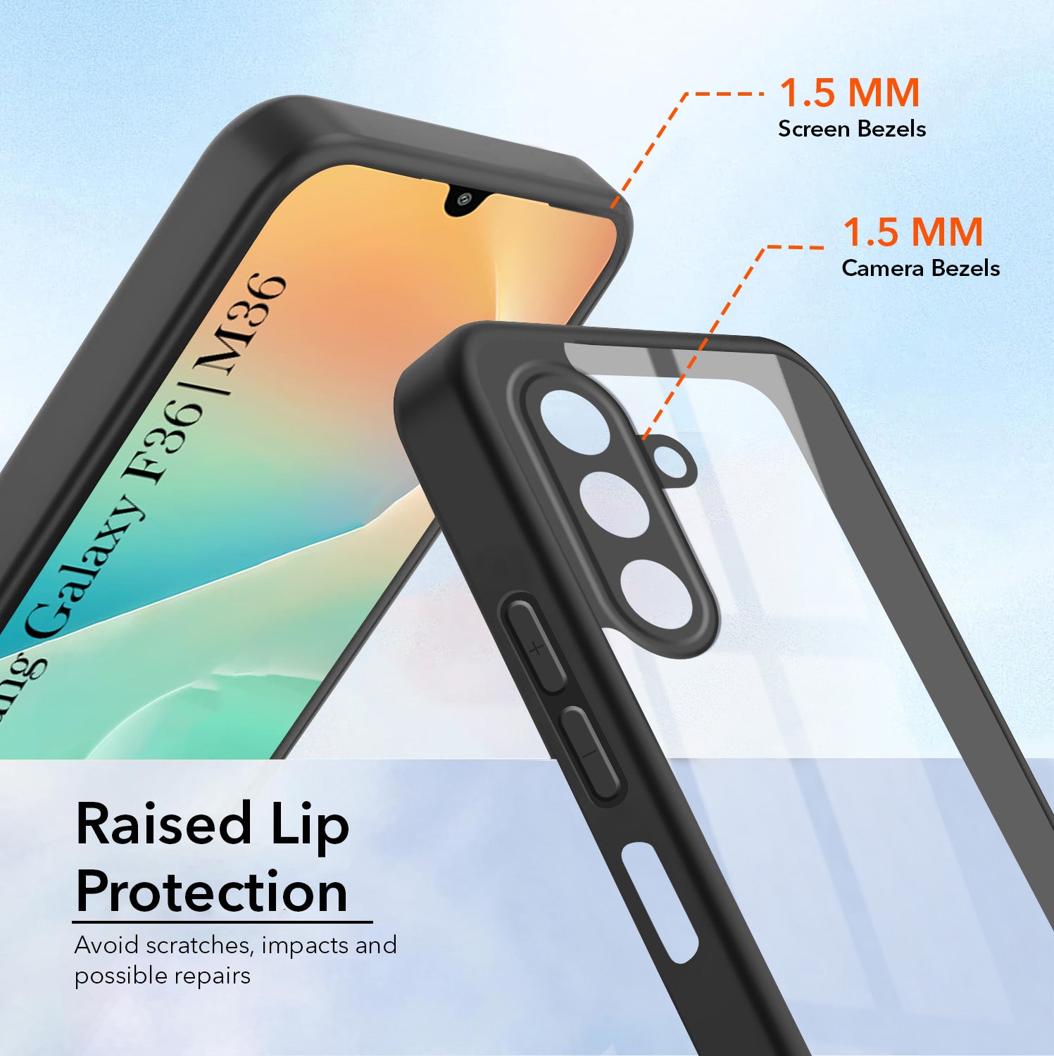 For Samsung Galaxy M36 | Samsung Galaxy F36 Combo with Back Cover and 9H Tempered Glass (Lifetime Anti-Yellow | Crystal Clear Shockproof | Oleophobic Coating Screen Glass)
