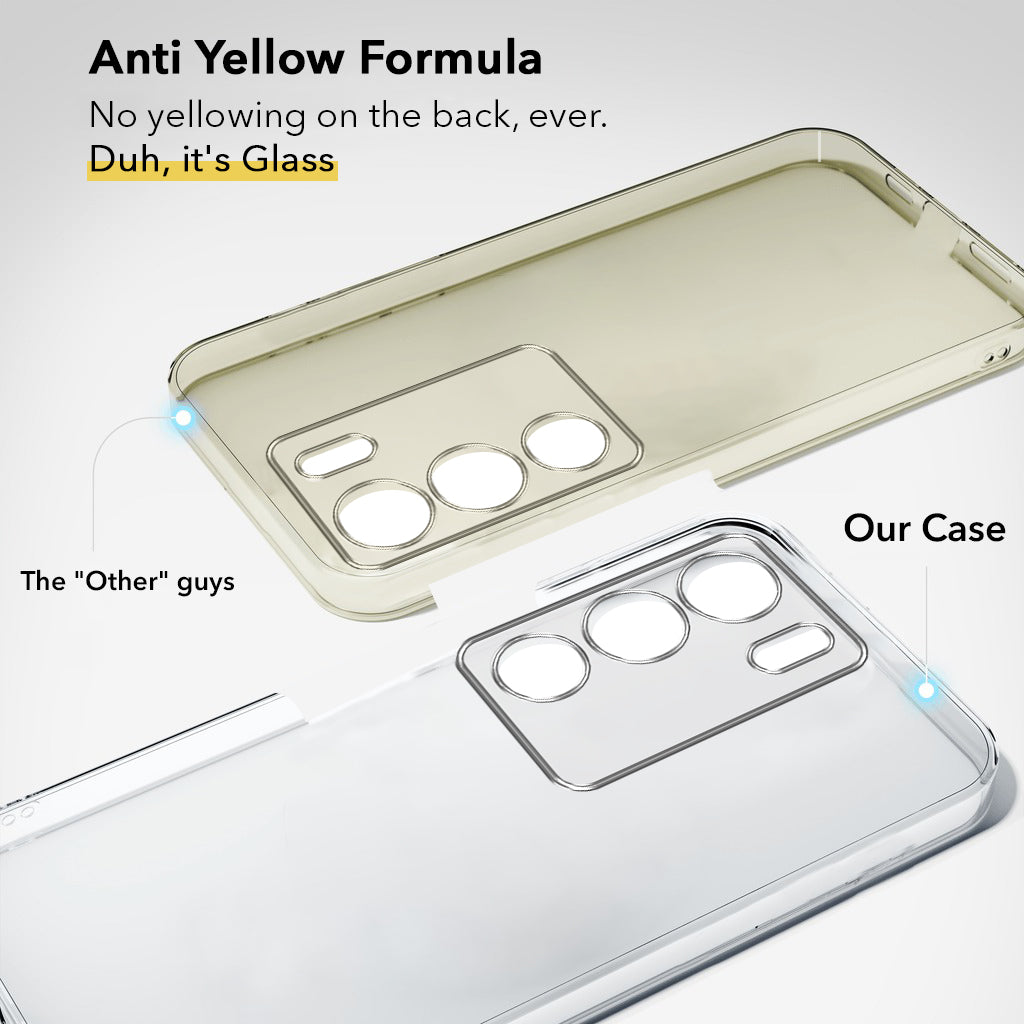 For Vivo V29 | Vivo V29 Pro 5G Back Cover Case Lifetime Anti-Yellow Clear (Sleek Hard Crystal | Shockproof and Camera Protection)