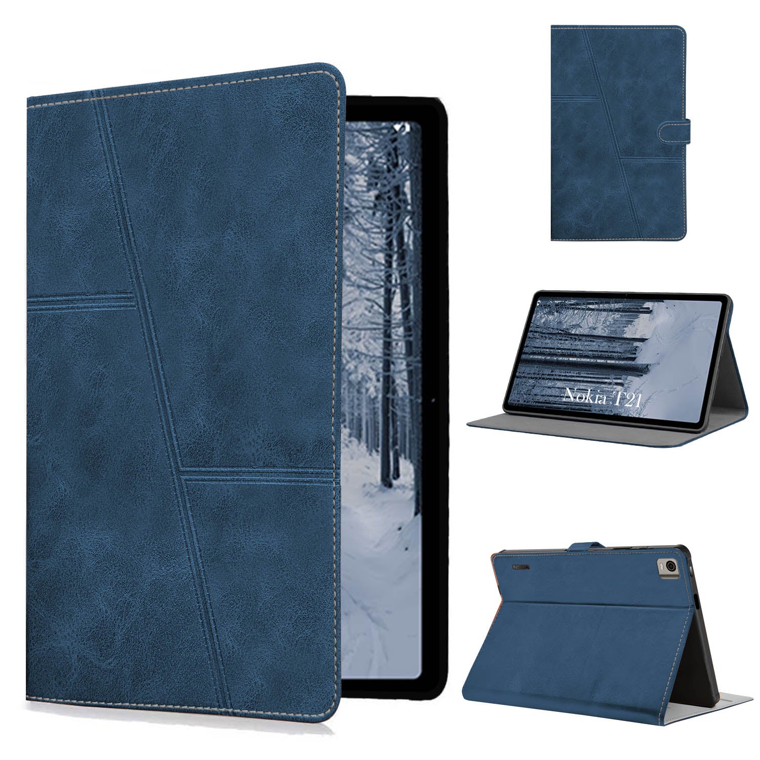 For Flip Cover Folio Case  Nokia T21 (TA-1495, TA-1521, TA-1505, TA-1487) 10 Inch (PU Leather | Multi-Angle Smart Stand | Card Storage Slots | Silicone Back Pouch)