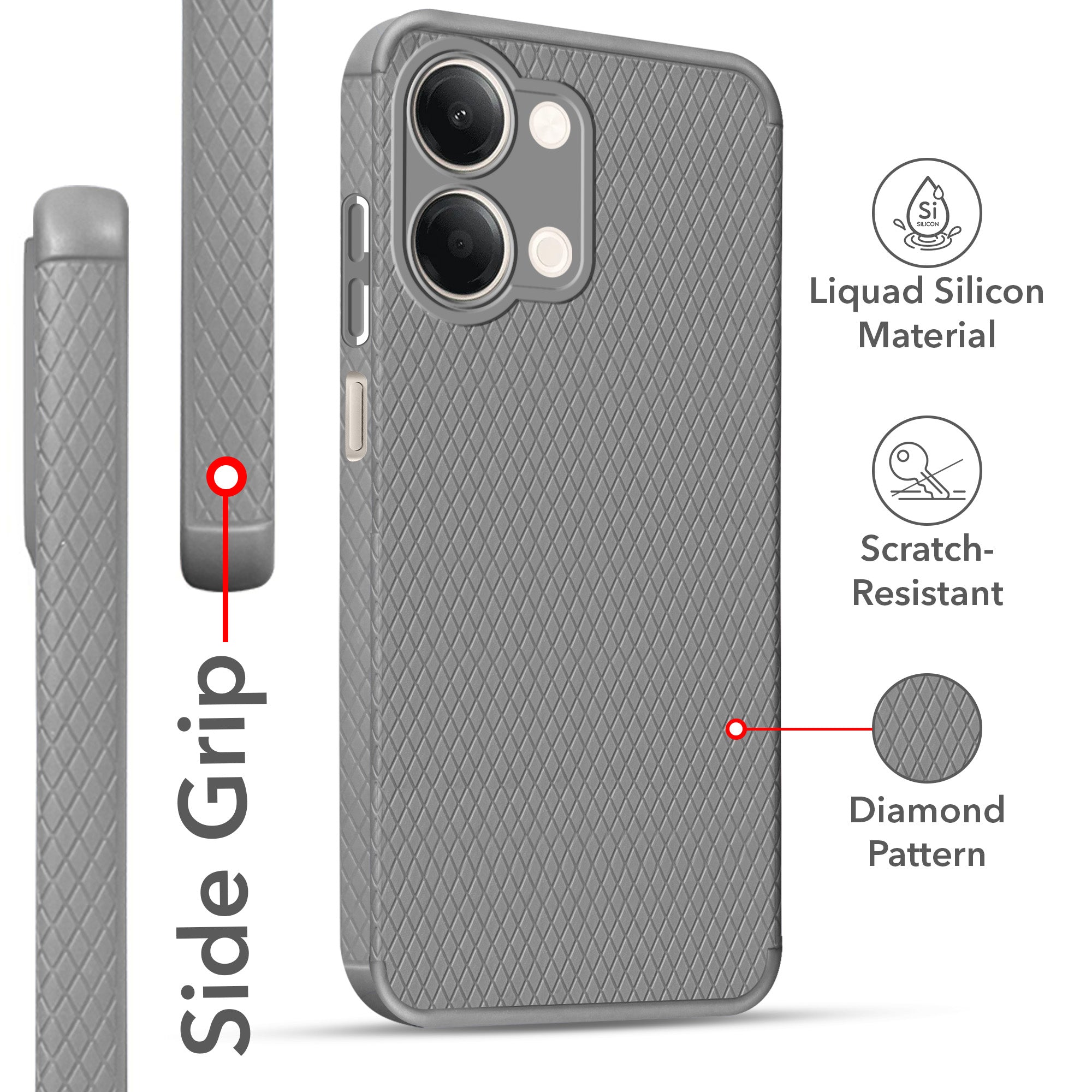 For Vivo Y05 (4G) | Vivo T5 Lite (5G) Back Cover Case Liquid Silicone (Camera Protection | Side Grip Texture | Soft and Flexible)