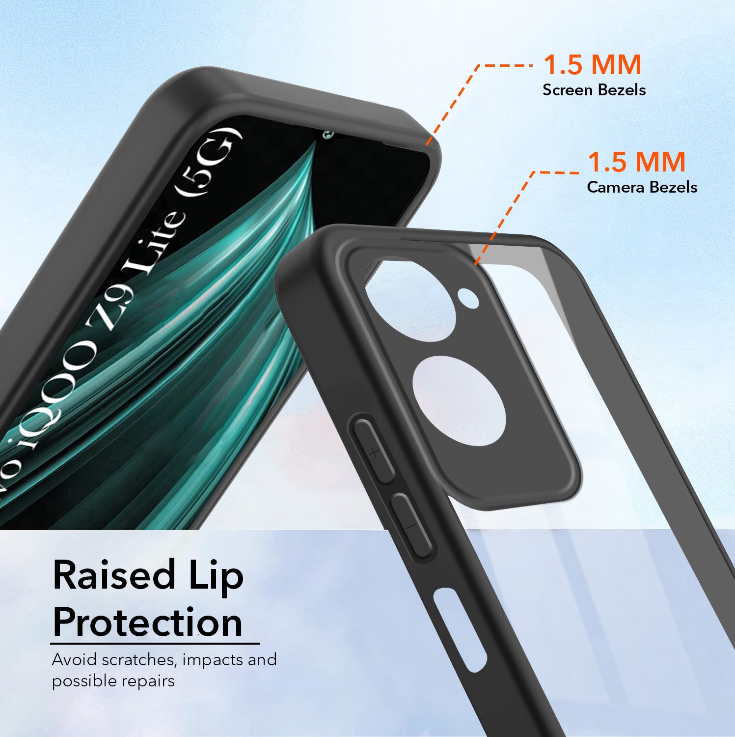 For Vivo iQOO Z9 Lite Combo with Back Cover and 9H Tempered Glass ( Lifetime Anti-Yellow | Crystal Clear Shockproof | Oleophobic Coating Screen Glass)
